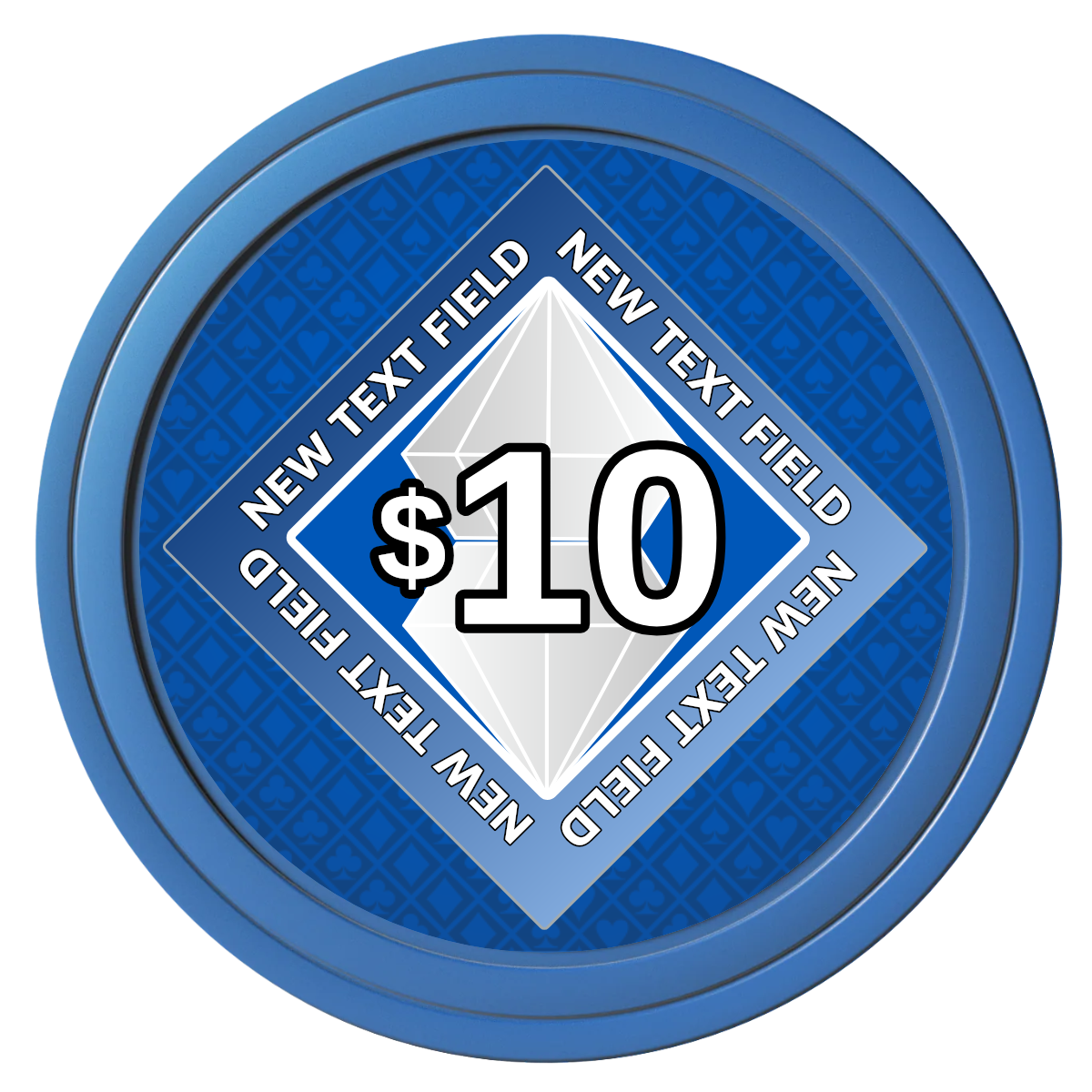 Diamond in the Rough Composite Poker Chips - Blue / Solid - Front