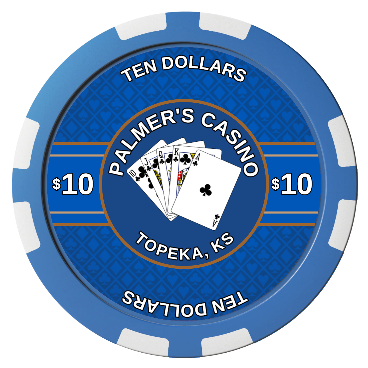 Palmer's Casino Composite Poker Chips - Blue / 8 Stripe - Back