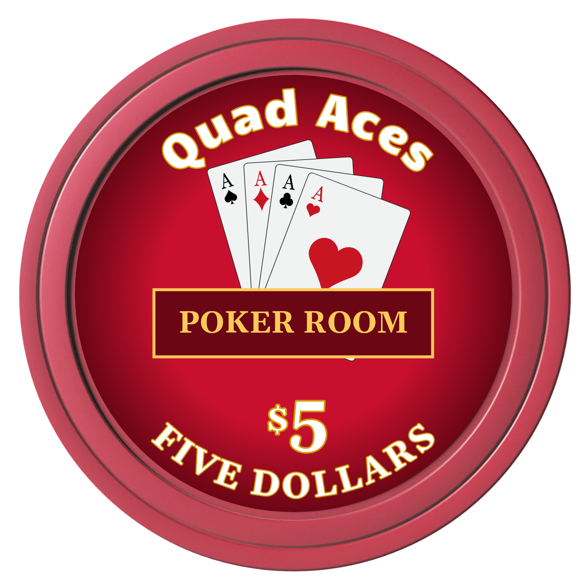 Quad Aces Composite Poker Chips - Red / Solid - Front