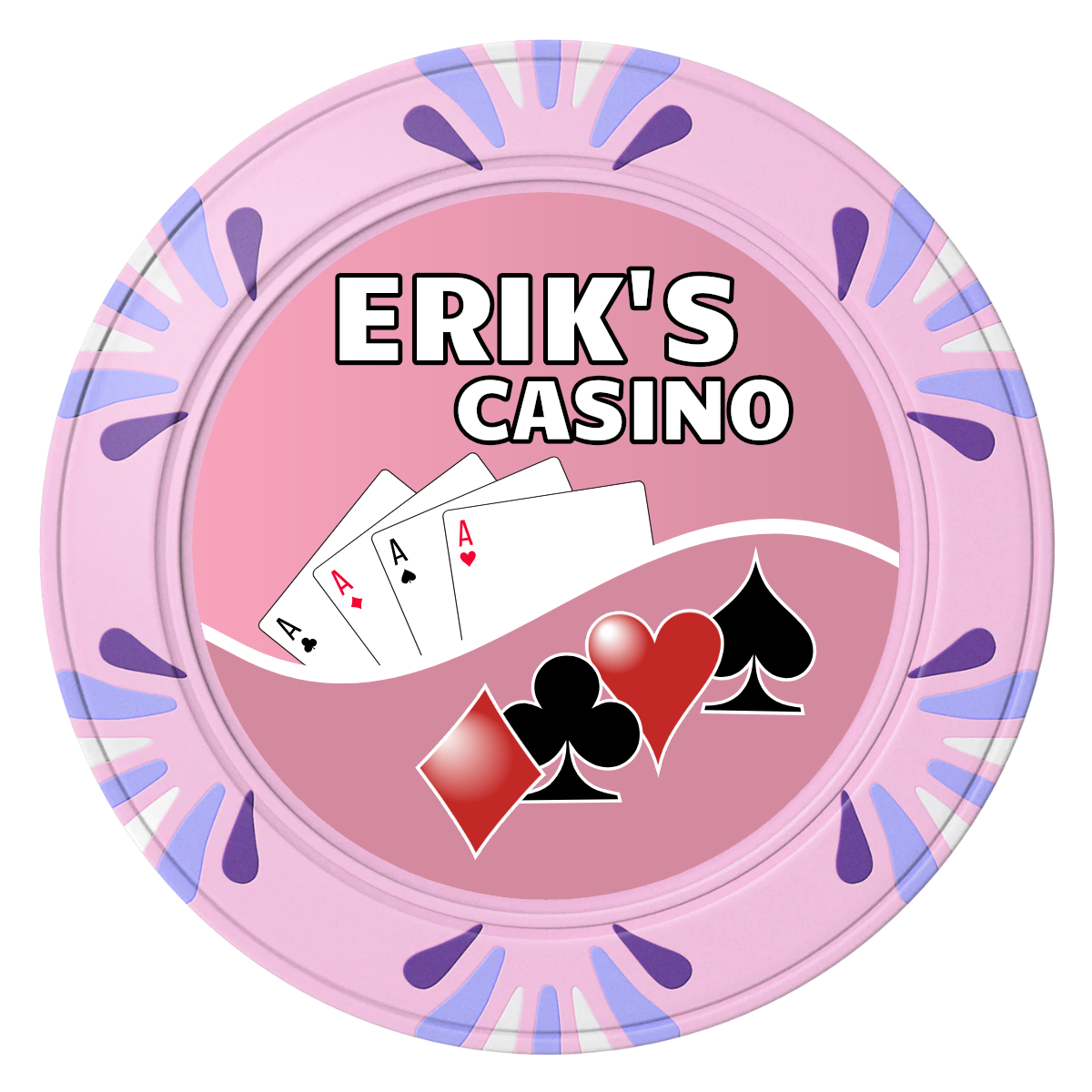 Erik's Casino Clay Poker Chips - Pink / Macau / 40mm - Front