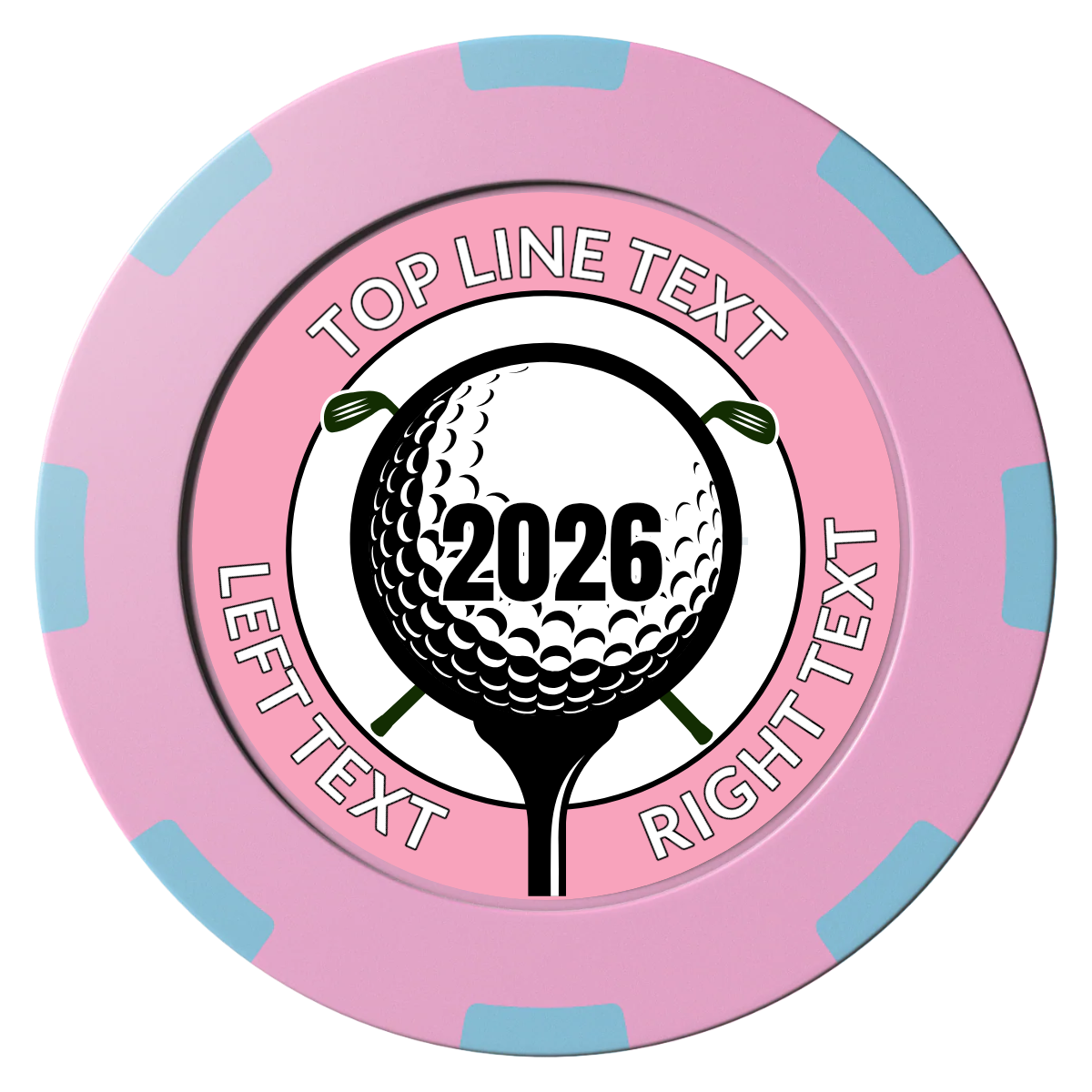 Tee it up Clay Poker Chips - Pink / 8 Spot (2 Tone) / 40mm - Front