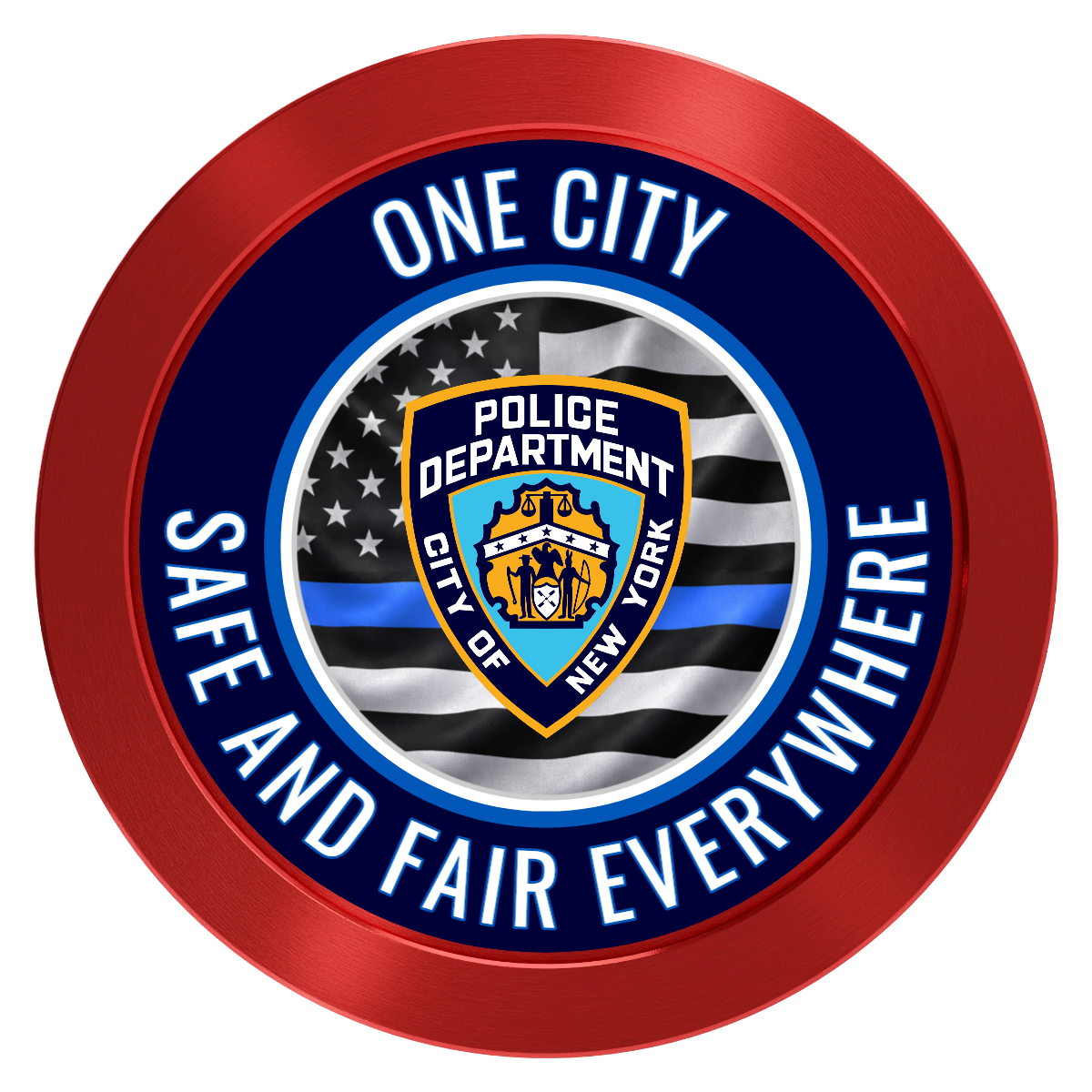 NYPD Safe and Fair Aluminum Poker Chips - Red - Back