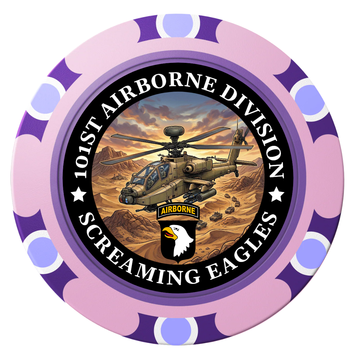 Army Airborne Clay Poker Chips - Pink / Monte Carlo / 40mm - Front