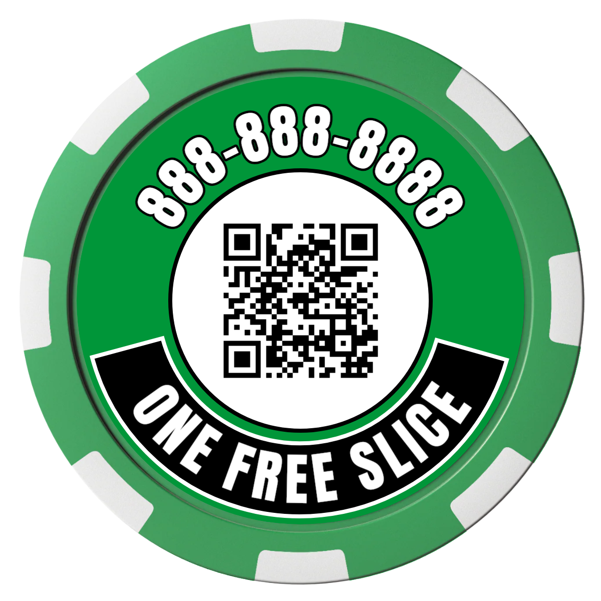 Brew Pub or Pizzeria with Logo Magnetic Composite Poker Chips - Green / 8 Spot - Back