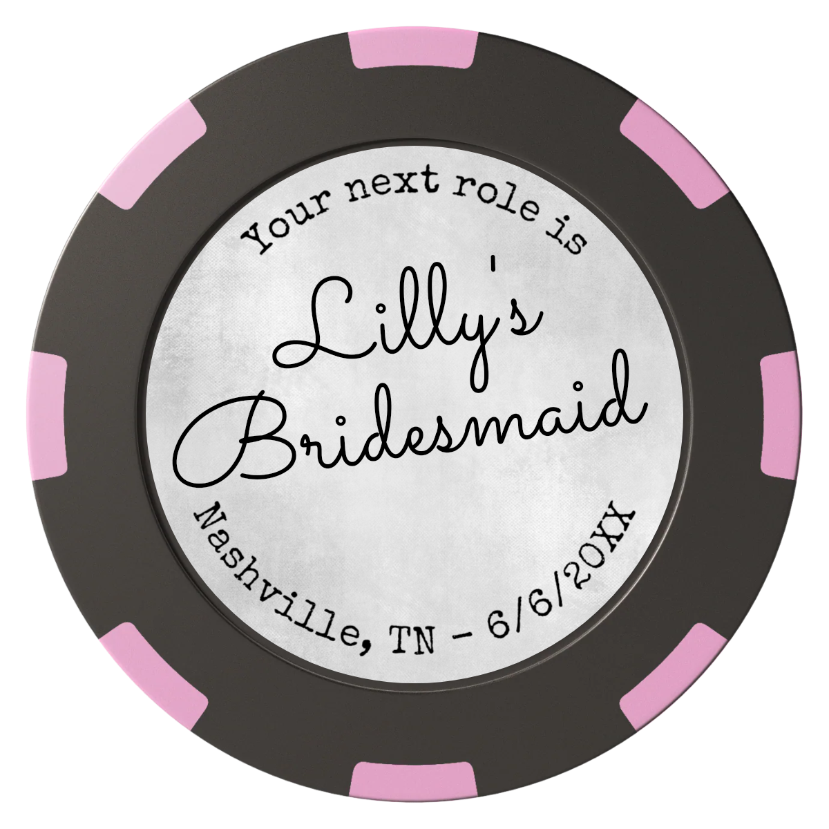 Be My Bridesmaid Simple Clay Poker Chips - Black / 8 Spot (2 Tone) / 40mm - Front