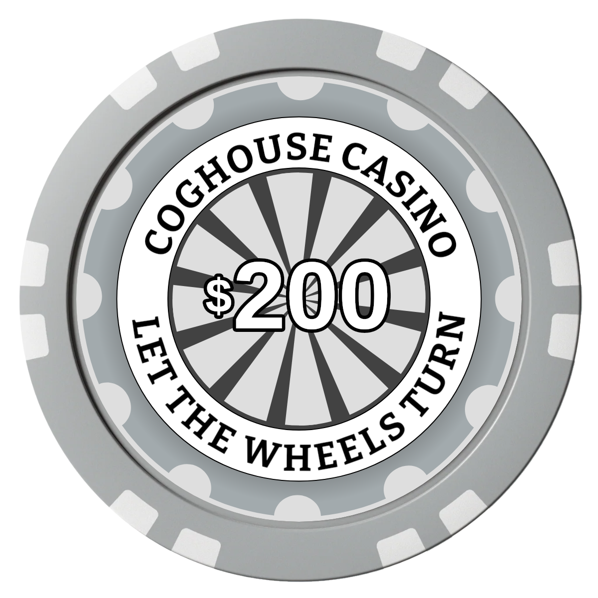 Cog House Composite Poker Chips - Gray / Double Stripe - Front