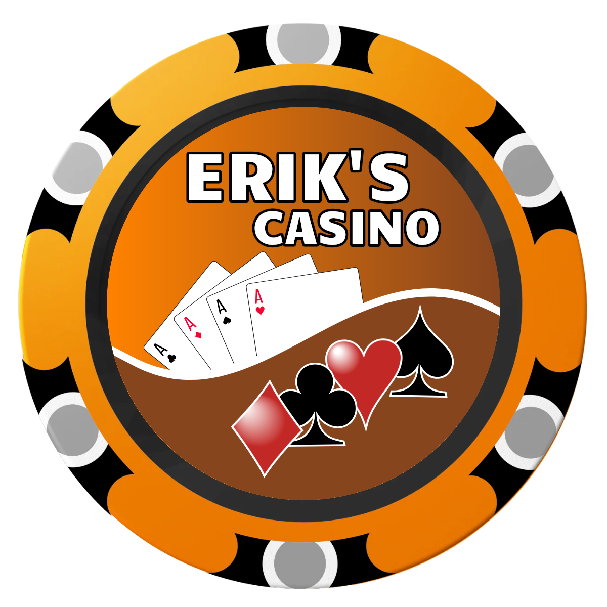 Erik's Casino Clay Poker Chips - Orange / Monte Carlo / 40mm - Front