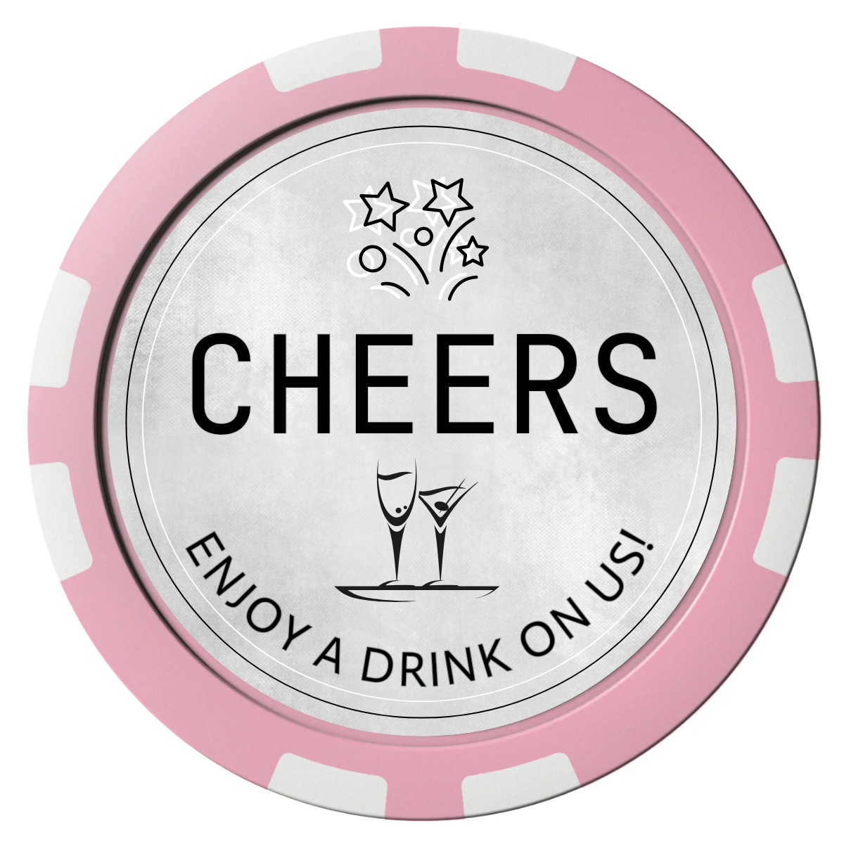 Chique Wedding Token Composite Poker Chips - Pink / 8 Stripe - Front