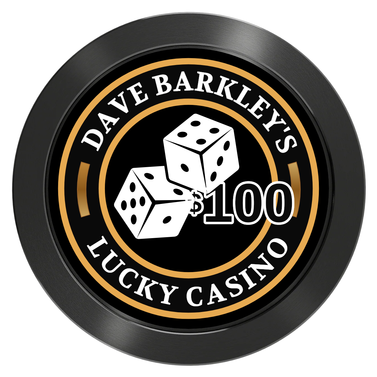 Dave's Lucky Casino Aluminum Poker Chips - Black - Back