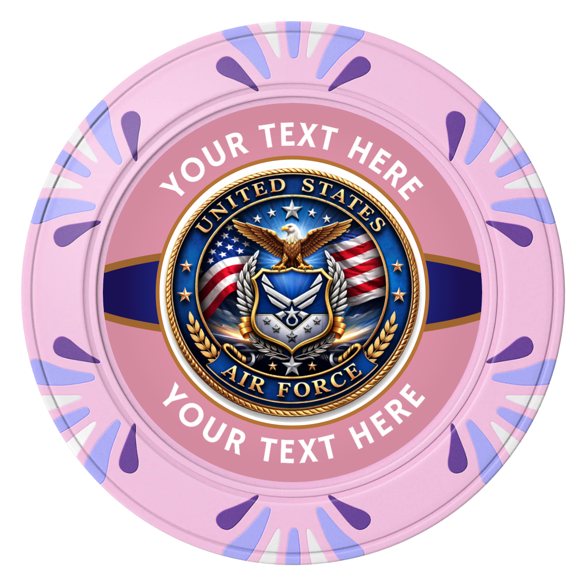 Air Force Clay Poker Chips - Pink / Macau / 40mm - Front
