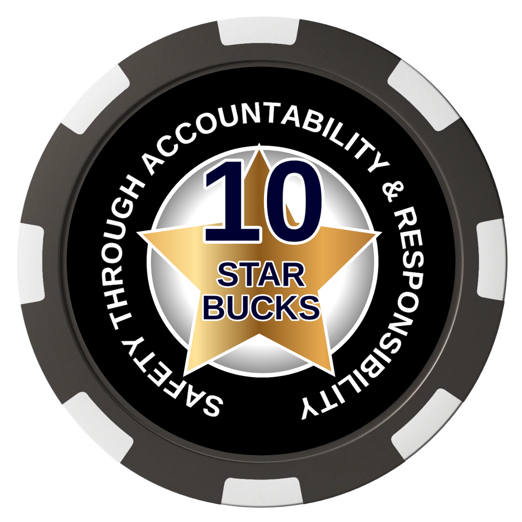 Safety Star Composite Poker Chips - Black / 8 Spot - Front