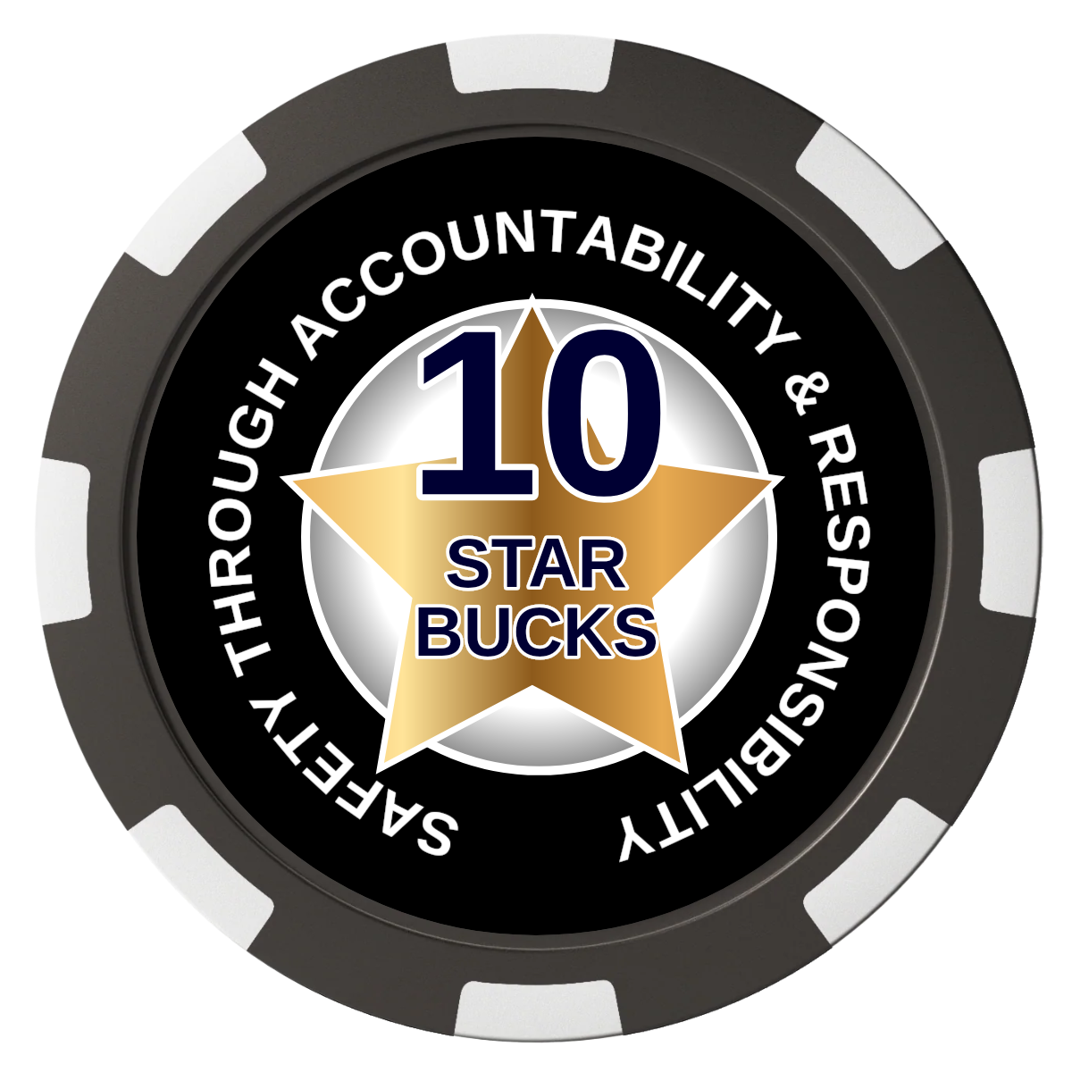 Safety Star Composite Poker Chips - Black / 8 Spot - Front