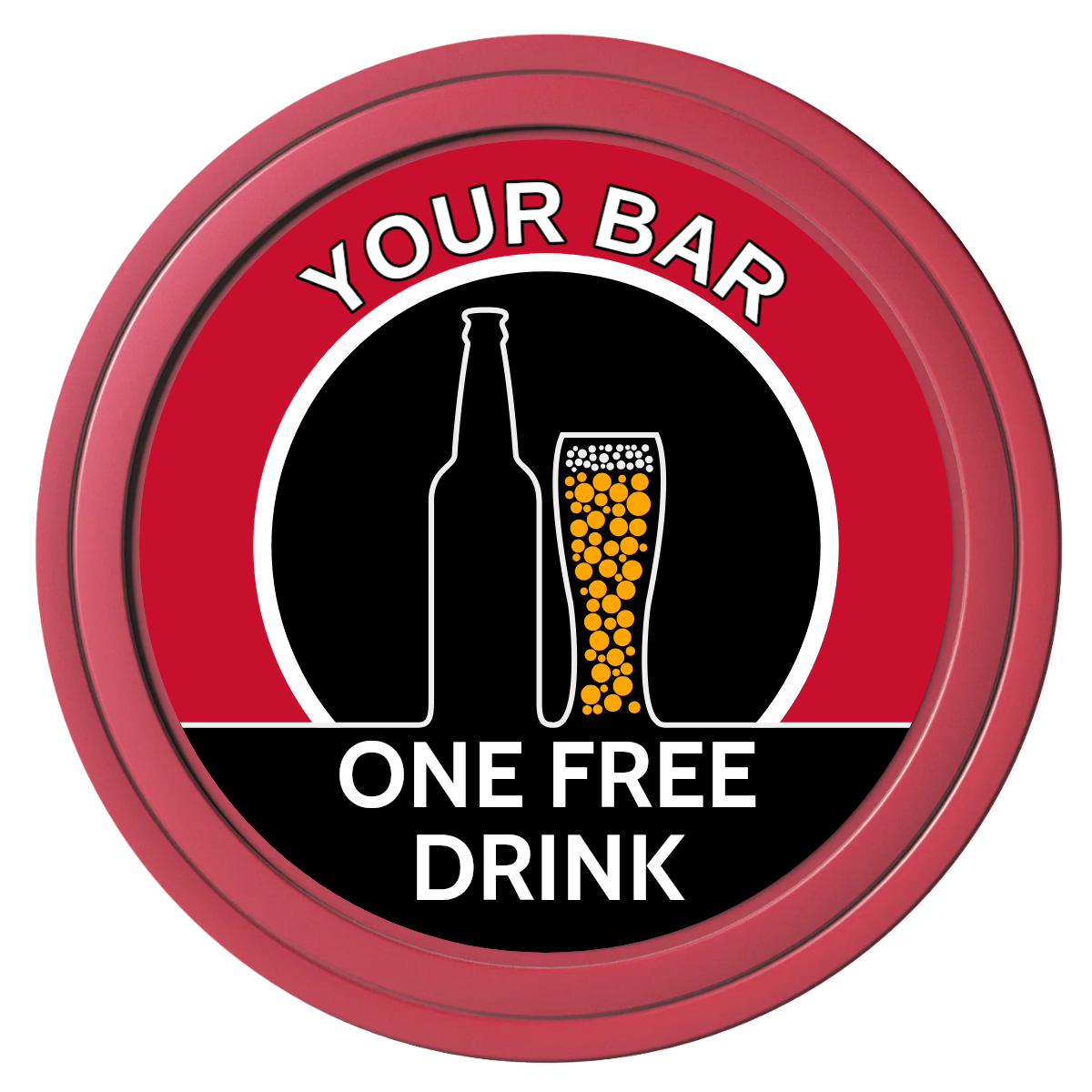 Beer and Glass Composite Poker Chips - Red / Solid - Front