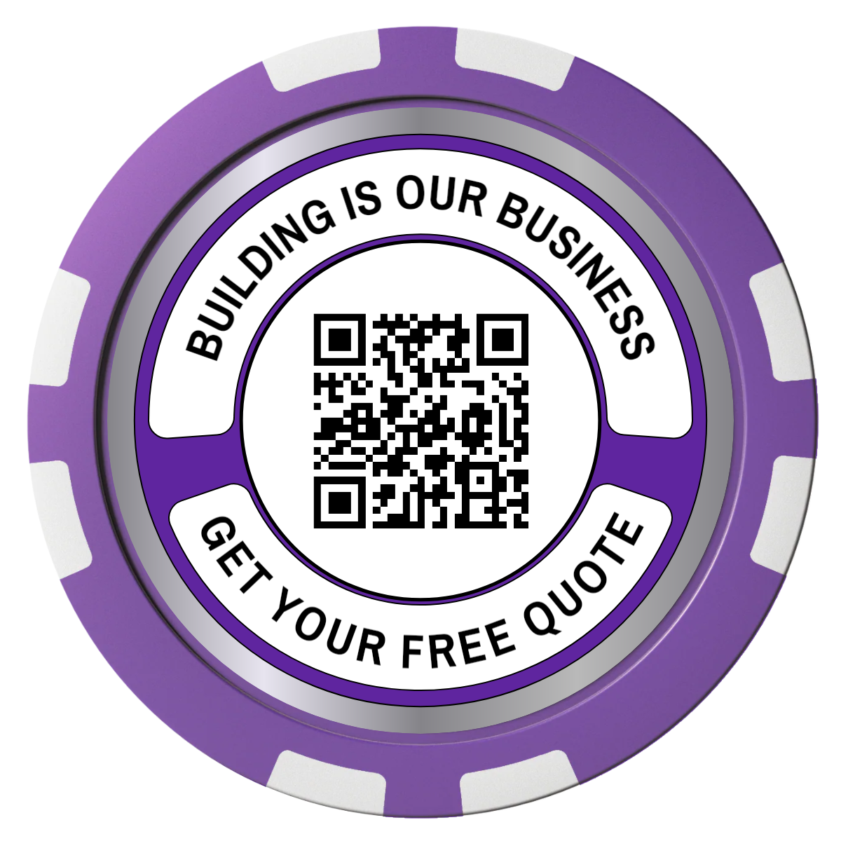 Acme Construction Composite Poker Chips - Purple / 8 Stripe - Front