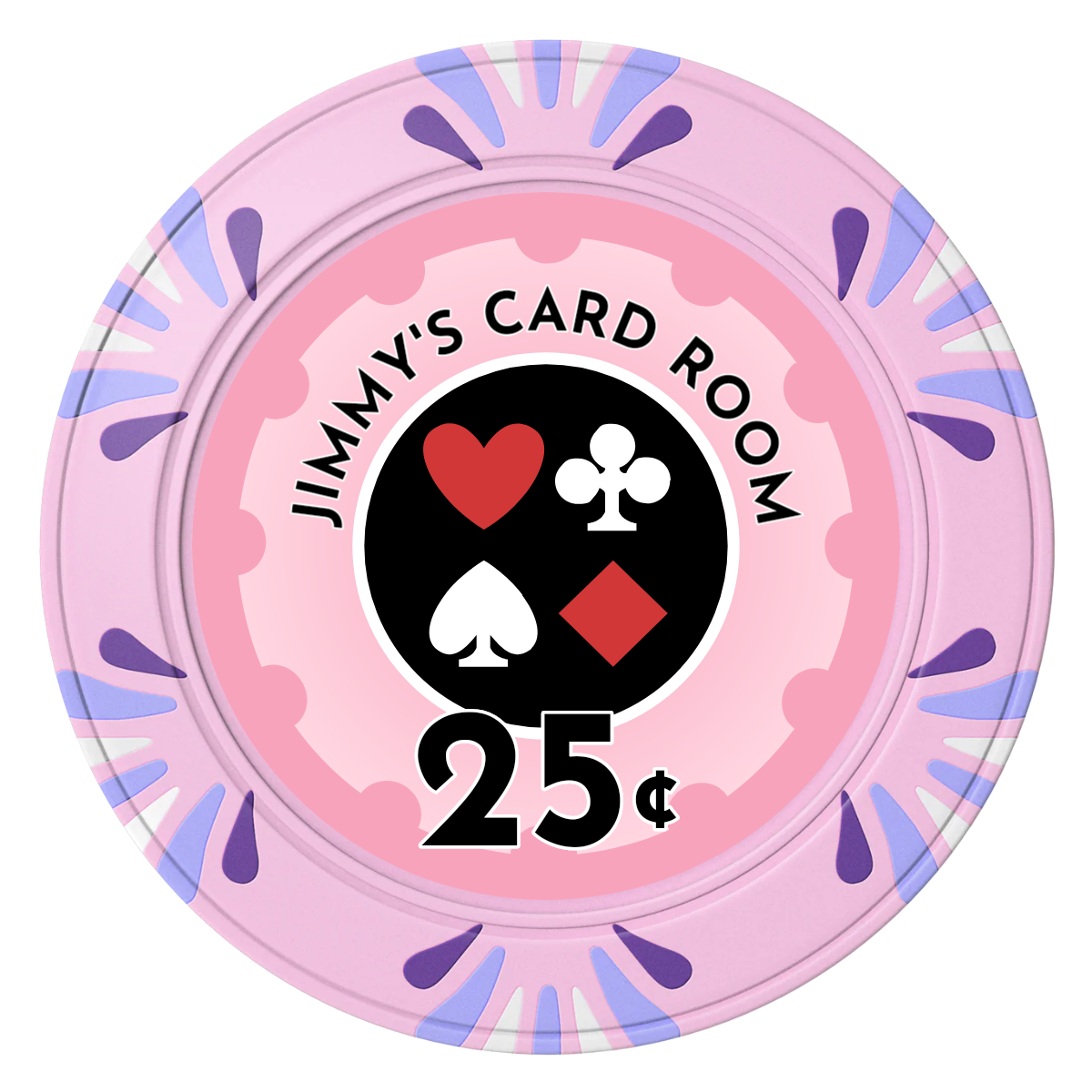 Your Four Suits Clay Poker Chips - Pink / Macau / 40mm - Front