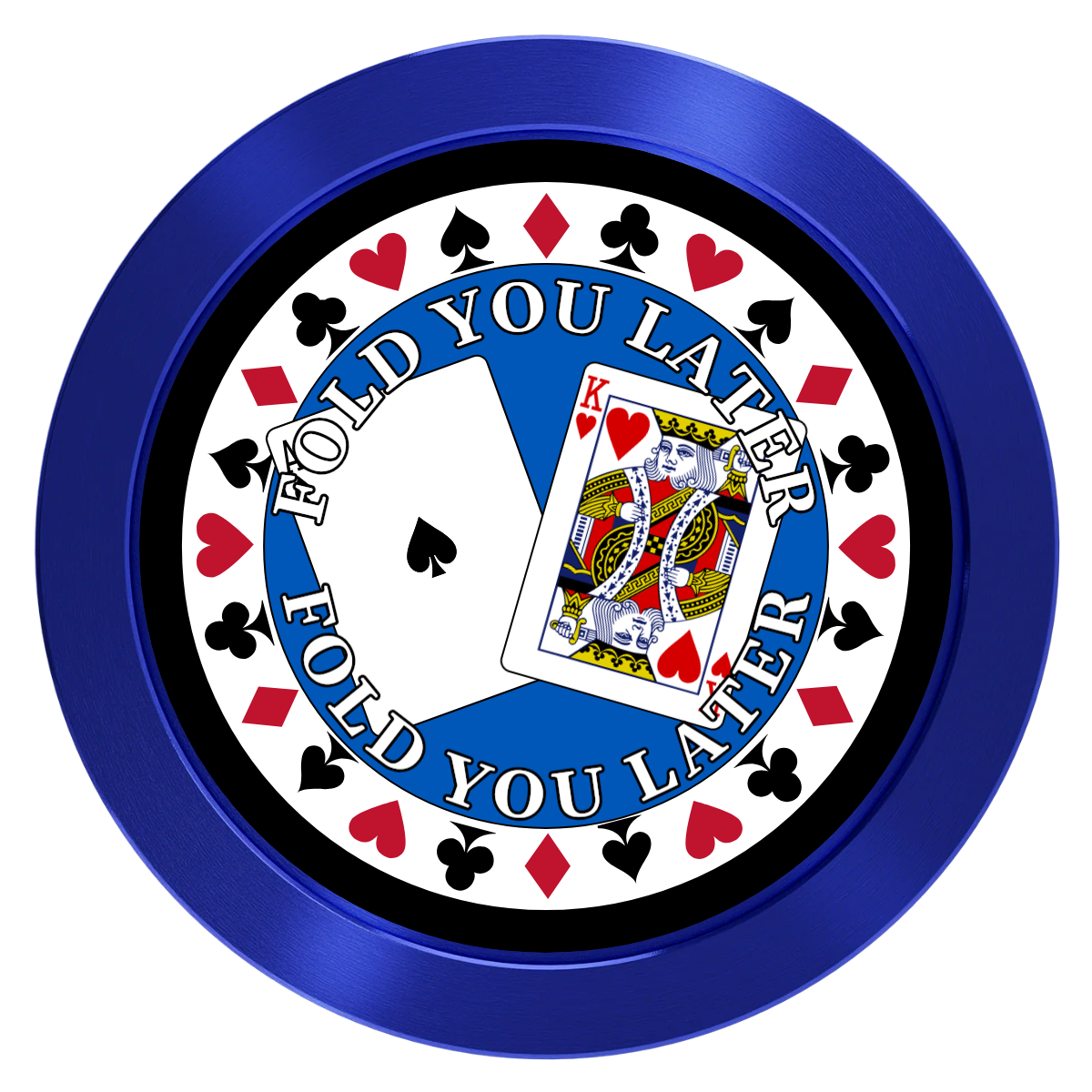 AK Big Slick Aluminum Poker Card Guards - Blue - Front