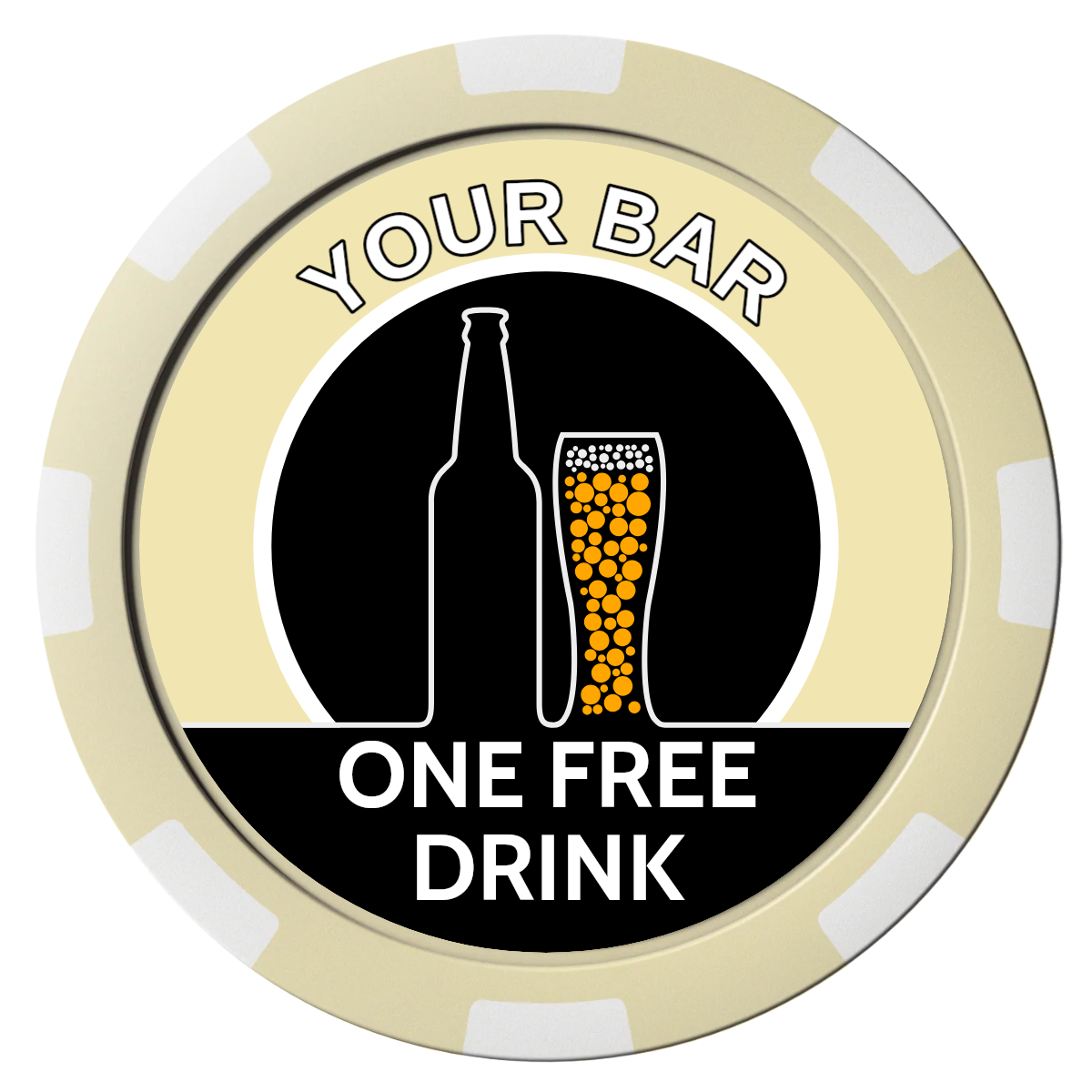Beer and Glass Magnetic Composite Poker Chips - Ivory / 8 Spot - Back