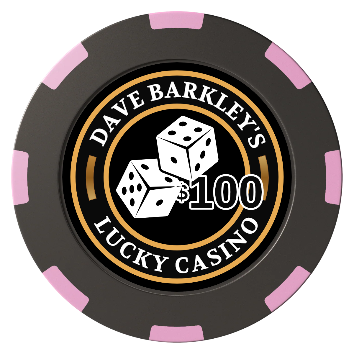 Dave's Lucky Casino Clay Poker Chips - Black / 8 Spot (2 Tone) / 40mm - Back