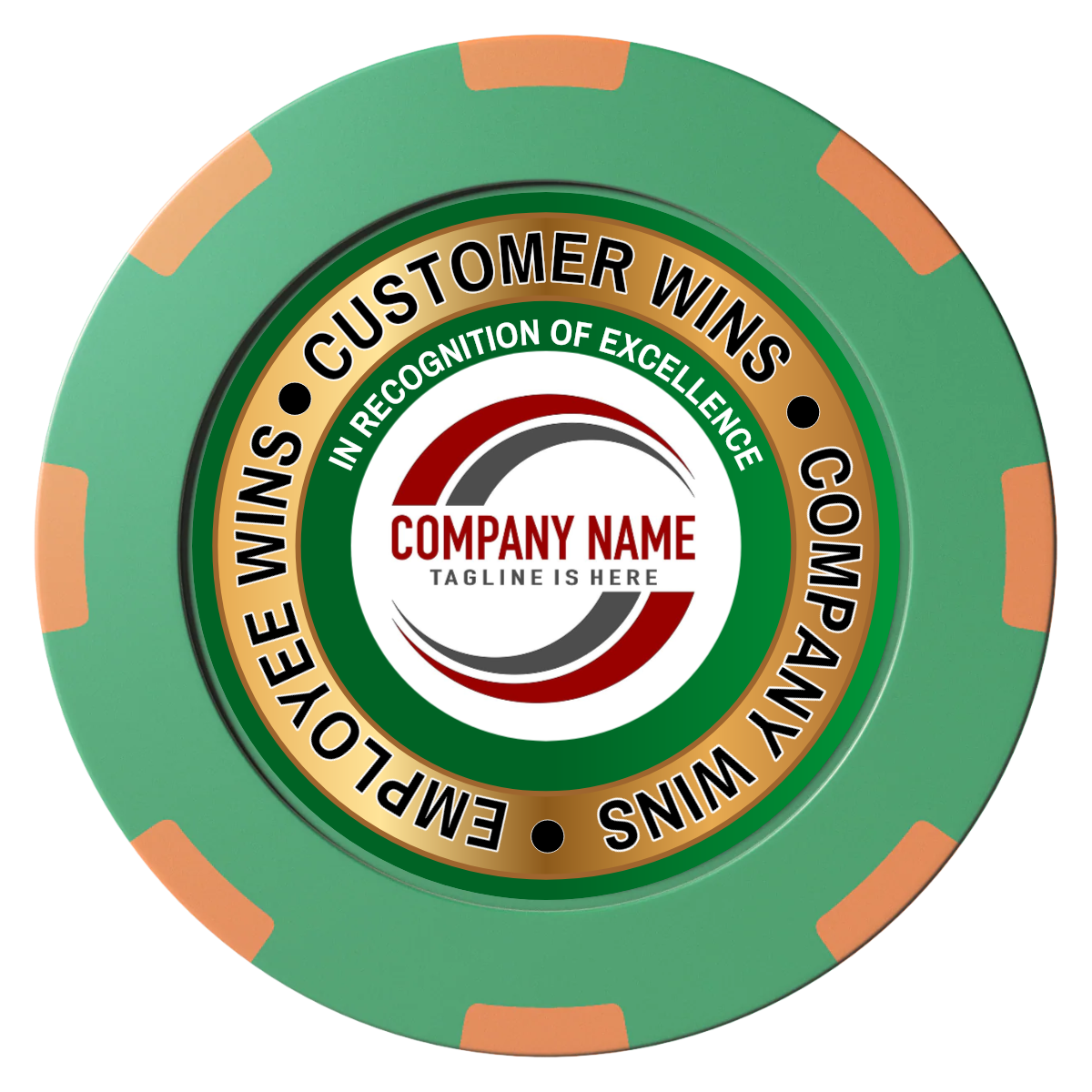 Gold Standard Clay Poker Chips - Green / 8 Spot (2 Tone) / 40mm - Front