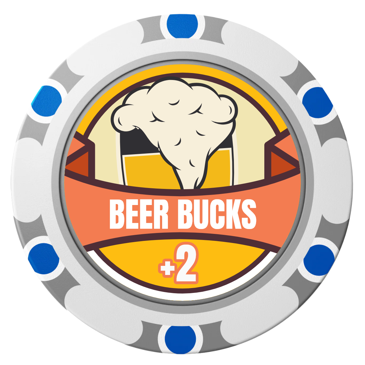 Banner Brew Clay Poker Chips - White / Monte Carlo / 40mm - Front