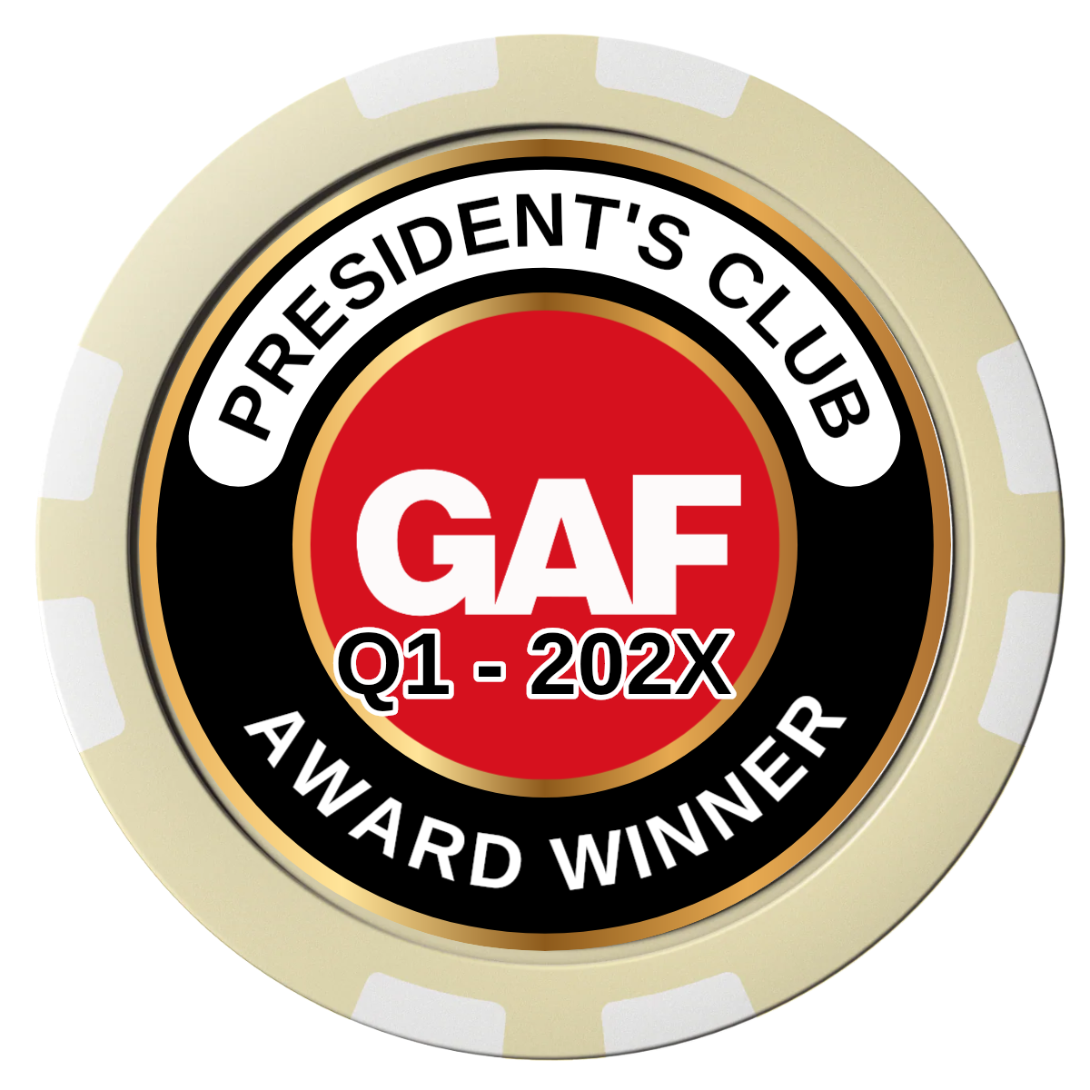 President's Club Composite Poker Chips - Ivory / 8 Stripe - Front
