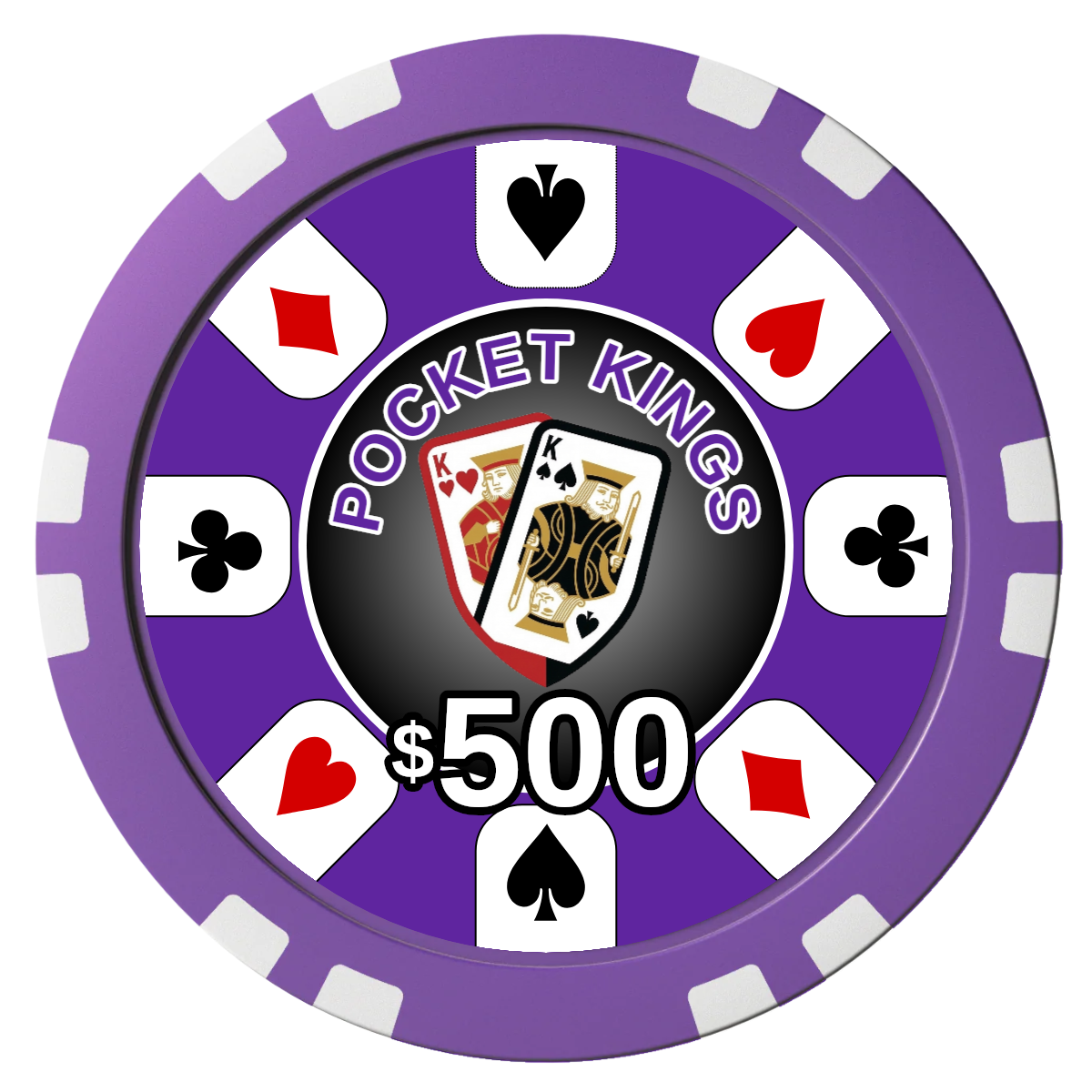 Pocket Kings Composite Poker Chips - Purple / Double Stripe - Front