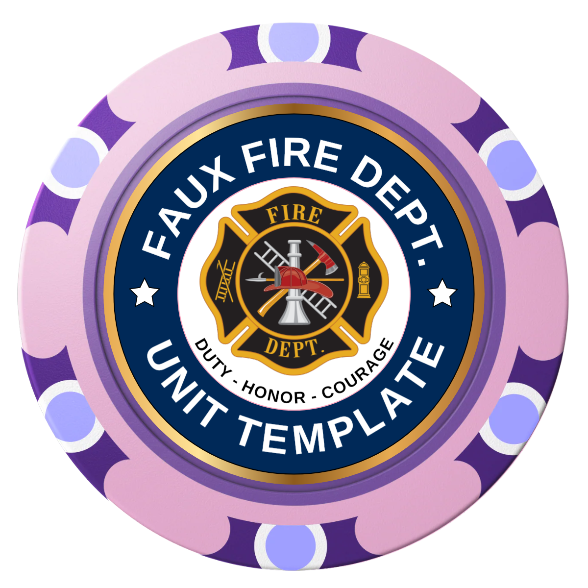 Faux Fire Dept. #01 Clay Poker Chips - Pink / Monte Carlo / 40mm - Front