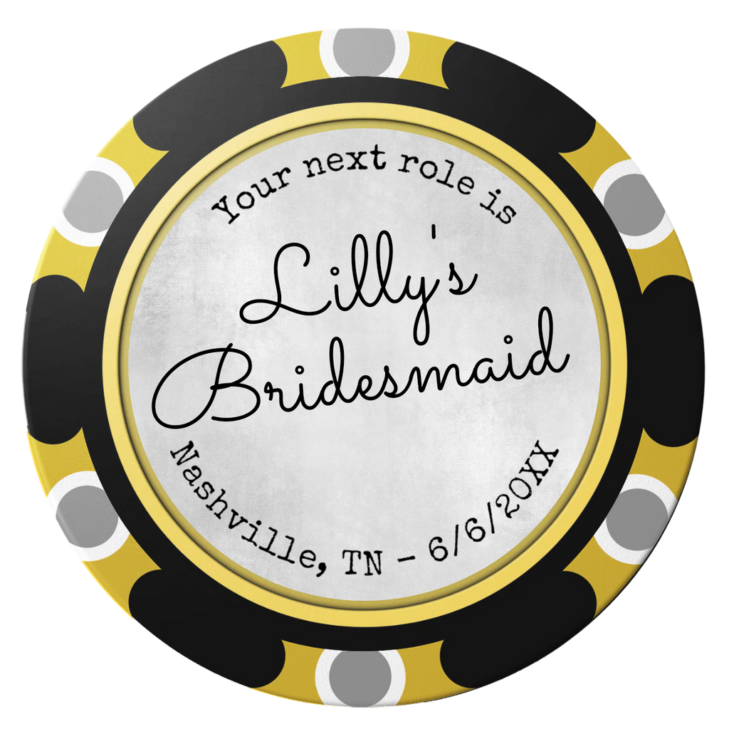 Be My Bridesmaid Simple Clay Poker Chips - Black / Monte Carlo / 40mm - Front