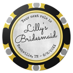 Be My Bridesmaid Simple Clay Poker Chips - Black / Monte Carlo / 40mm - Front