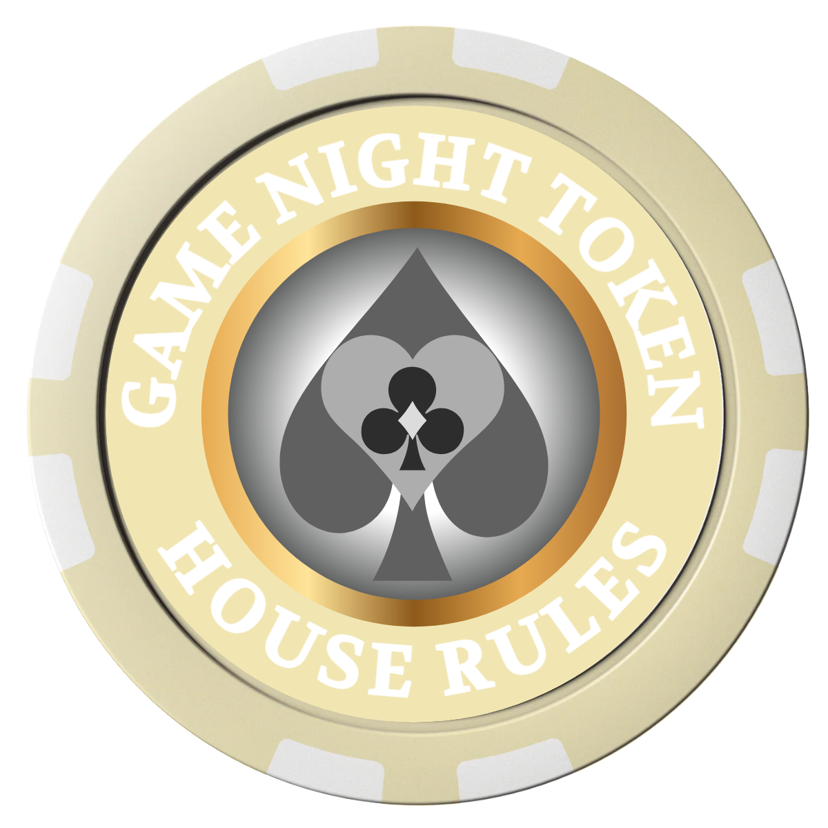 Stacked Suits Composite Poker Chips - Ivory / 8 Stripe - Front