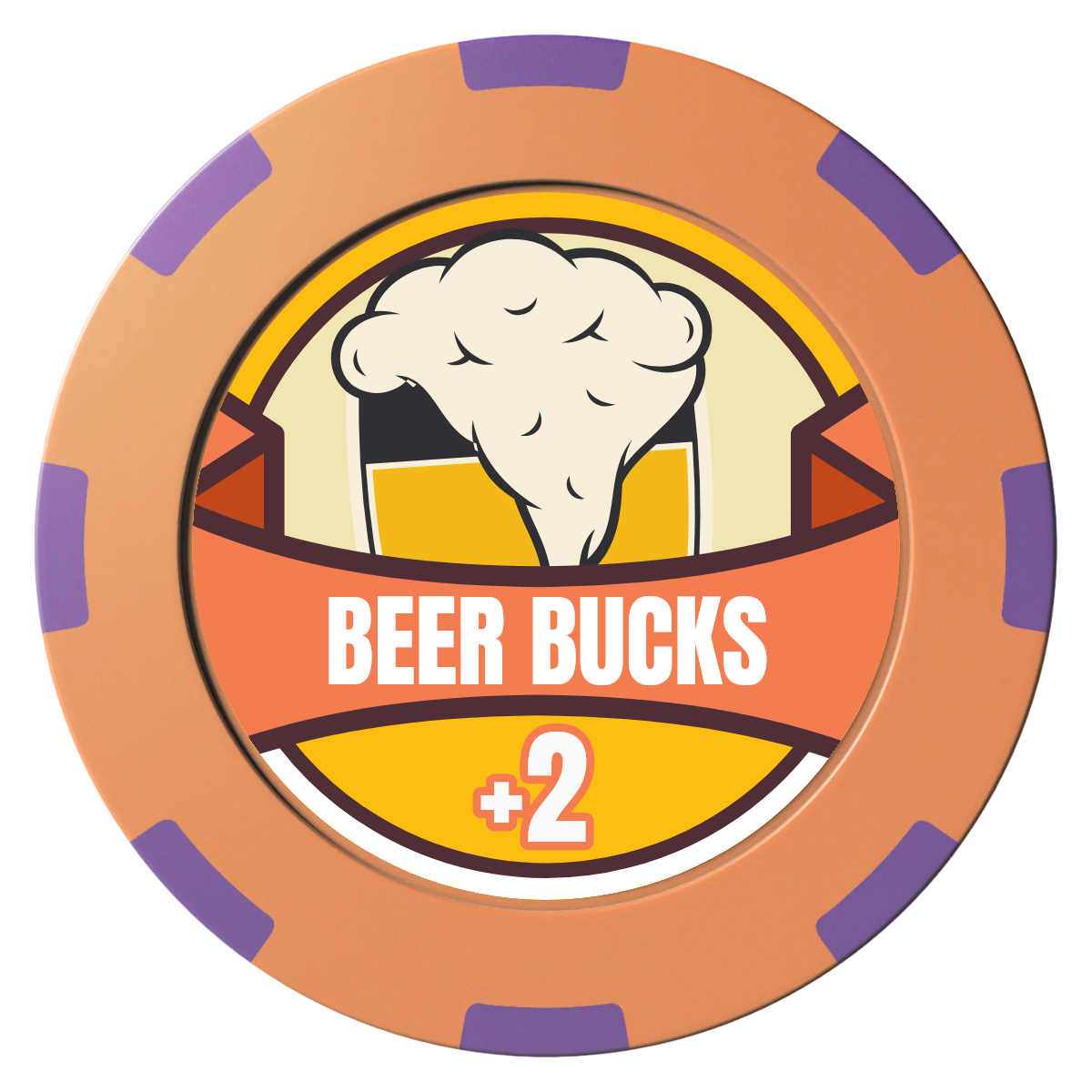 Banner Brew Clay Poker Chips - Orange / 8 Spot (2 Tone) / 40mm - Front