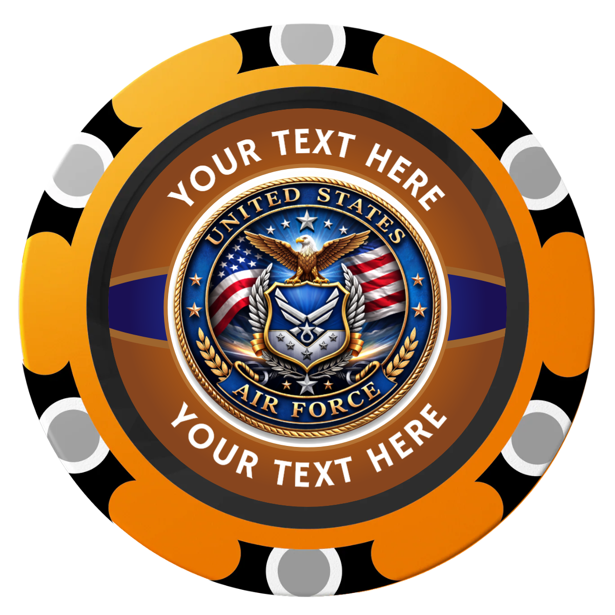 Air Force Clay Poker Chips - Orange / Monte Carlo / 40mm - Front