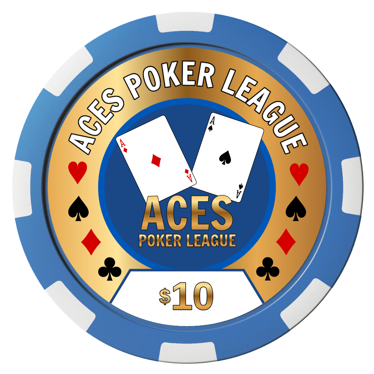 Aces Poker League Magnetic Composite Poker Chips - Blue / 8 Spot - Front
