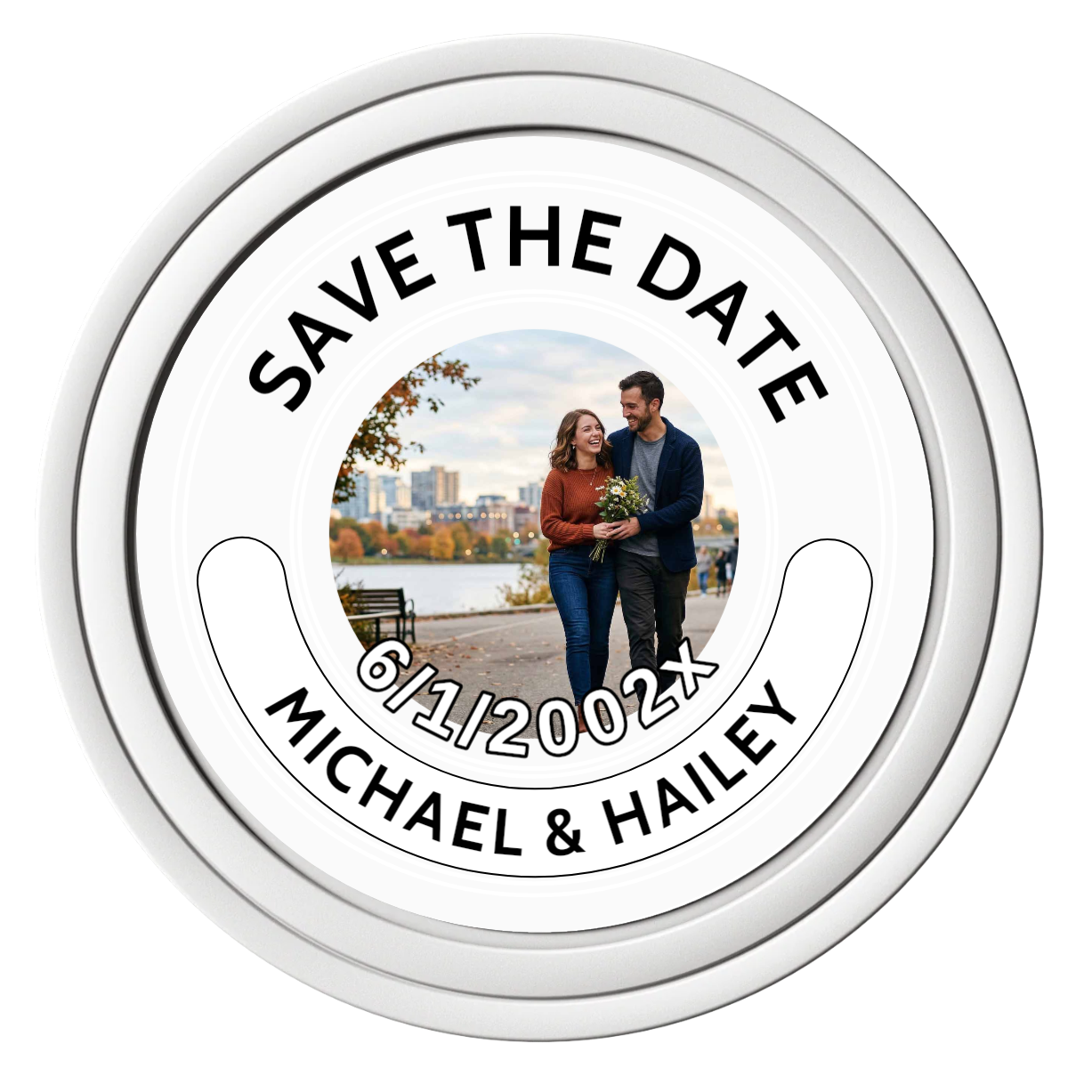 Save the Date Photo QR Code Composite Poker Chips - White / Solid - Front