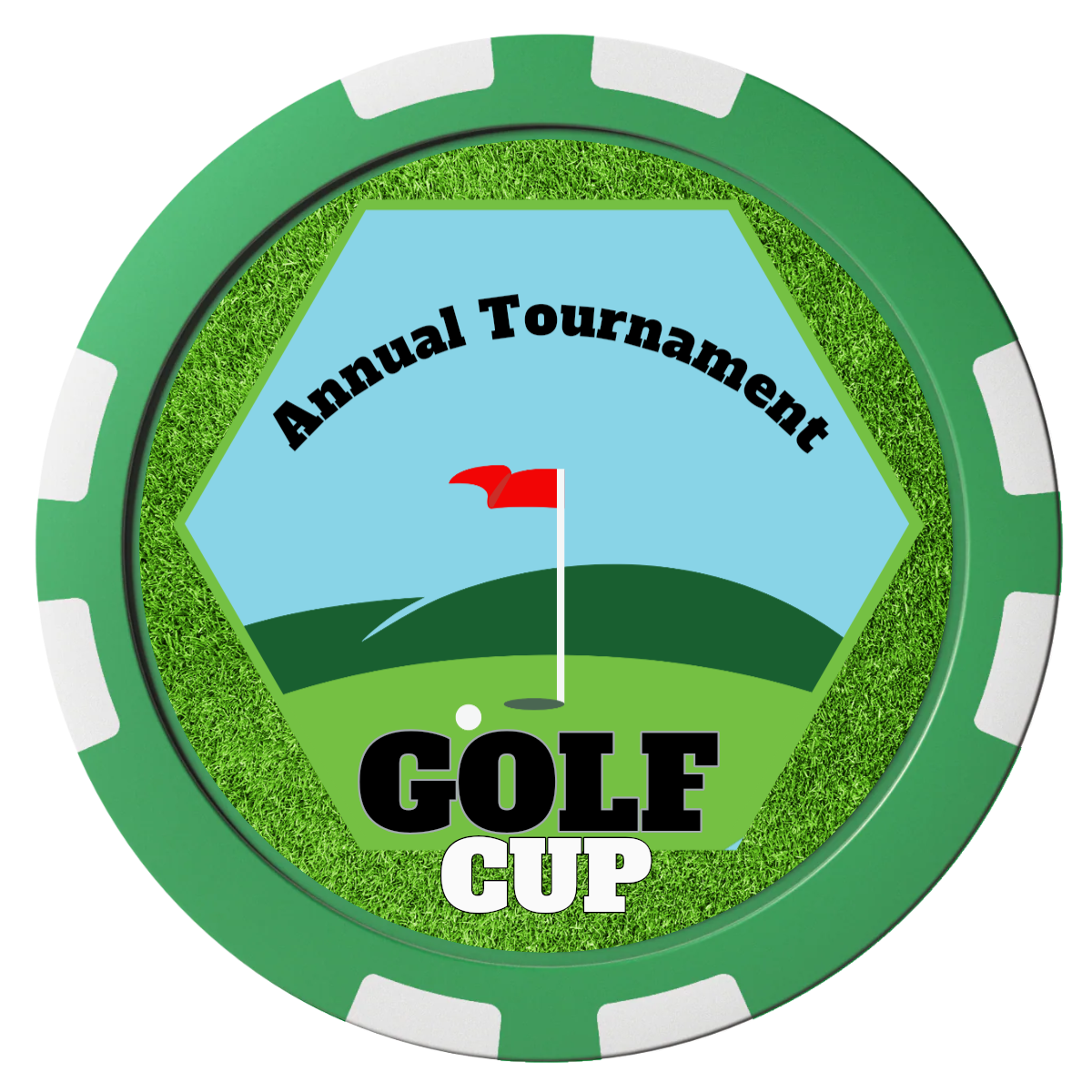 Golf Cup Composite Poker Chips - Green / 8 Stripe - Front