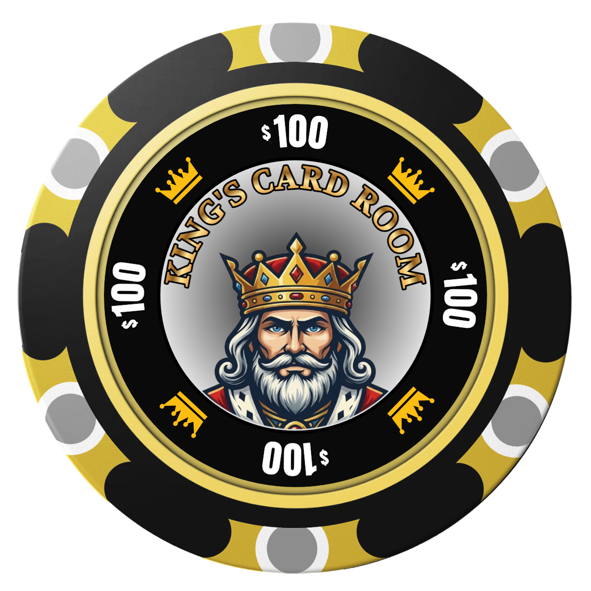 Kings Clay Poker Chips - Black / Monte Carlo / 40mm - Front