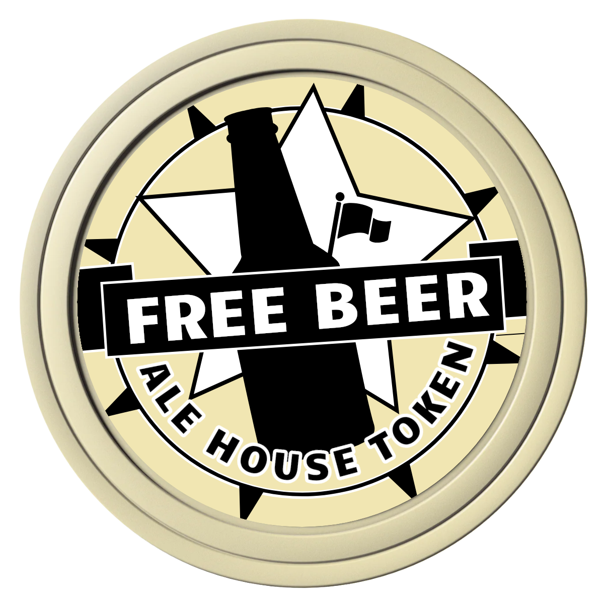 Free Beer Drink Composite Poker Chips - Ivory / Solid - Front