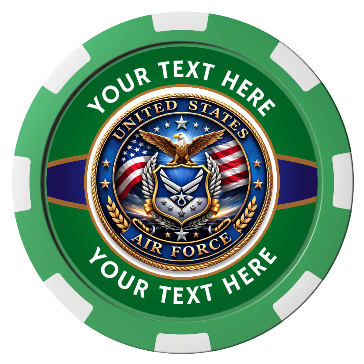 Air Force Magnetic Composite Poker Chips - Green / 8 Spot - Back