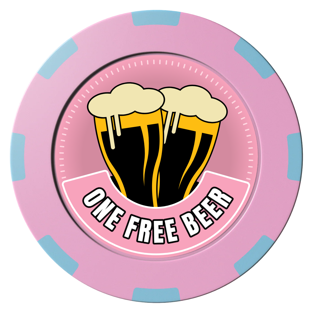 Double Pint 2 Clay Poker Chips - Pink / 8 Spot (2 Tone) / 40mm - Front