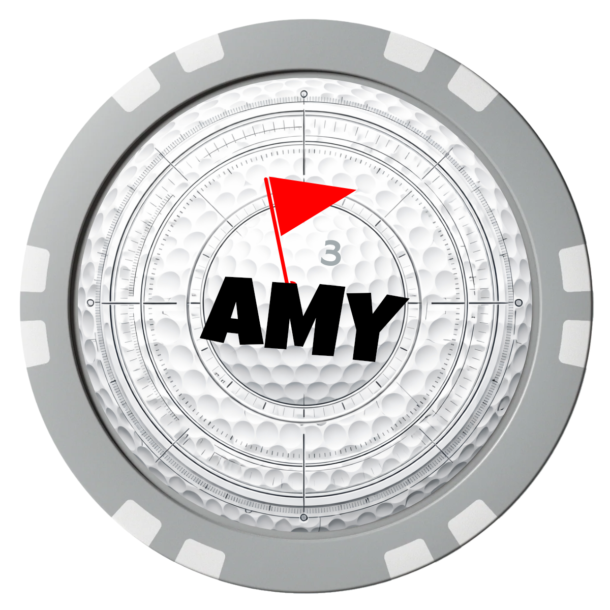 Ball Marcus Jr. Composite Poker Chips - Gray / Double Stripe - Front