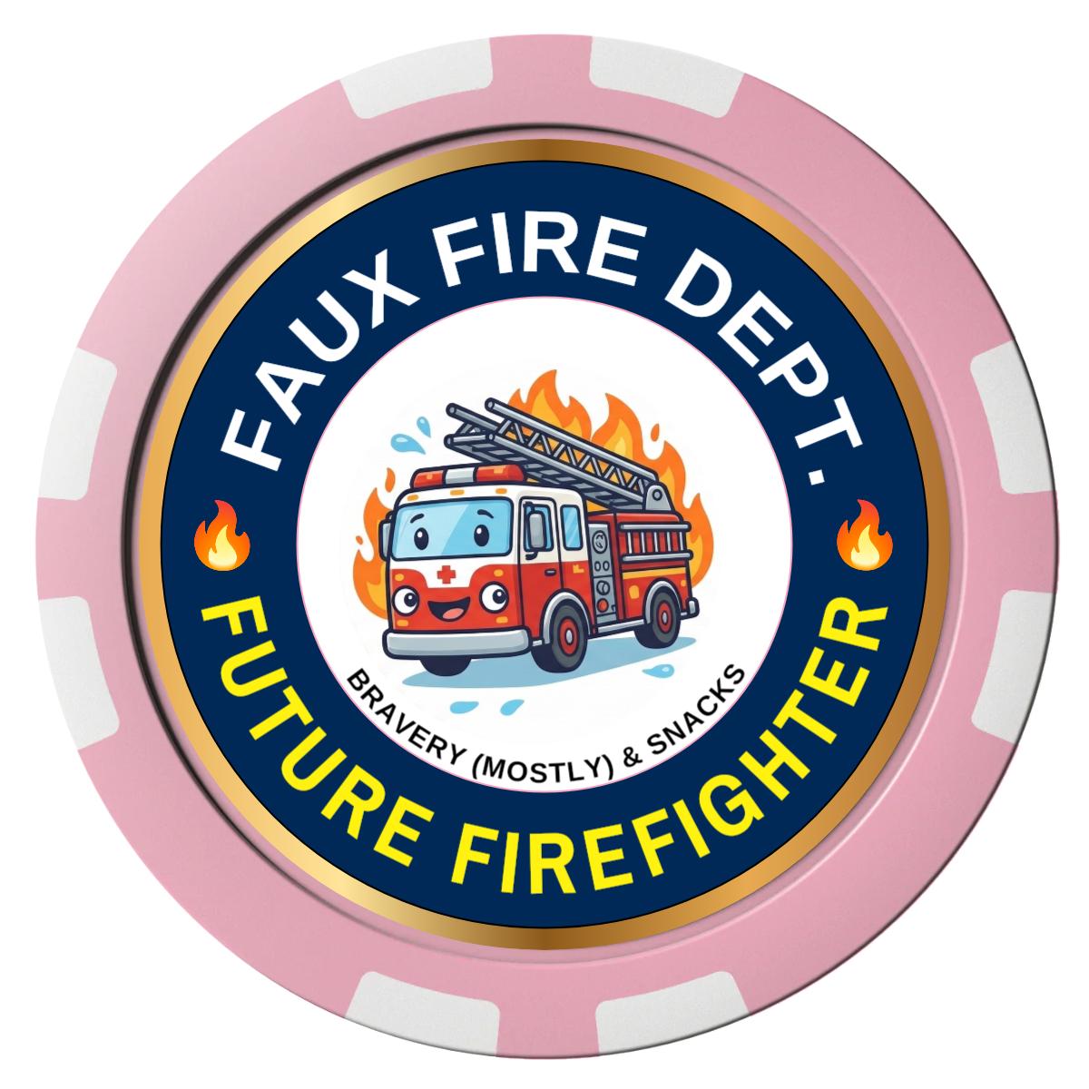 Future Firefighter Composite Poker Chips - Pink / 8 Stripe - Front
