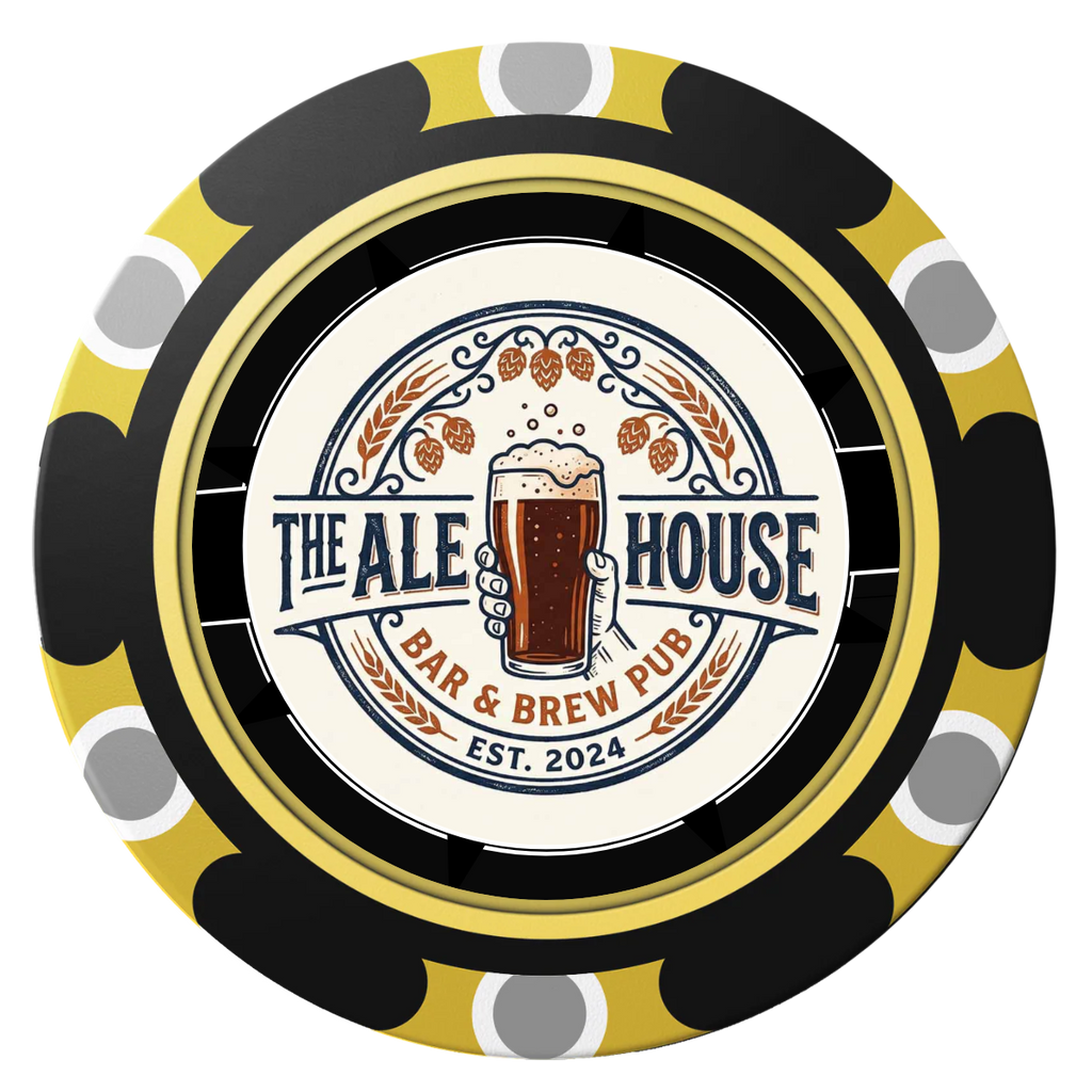 Free Beer Drink Clay Poker Chips - Black / Monte Carlo / 40mm - Back