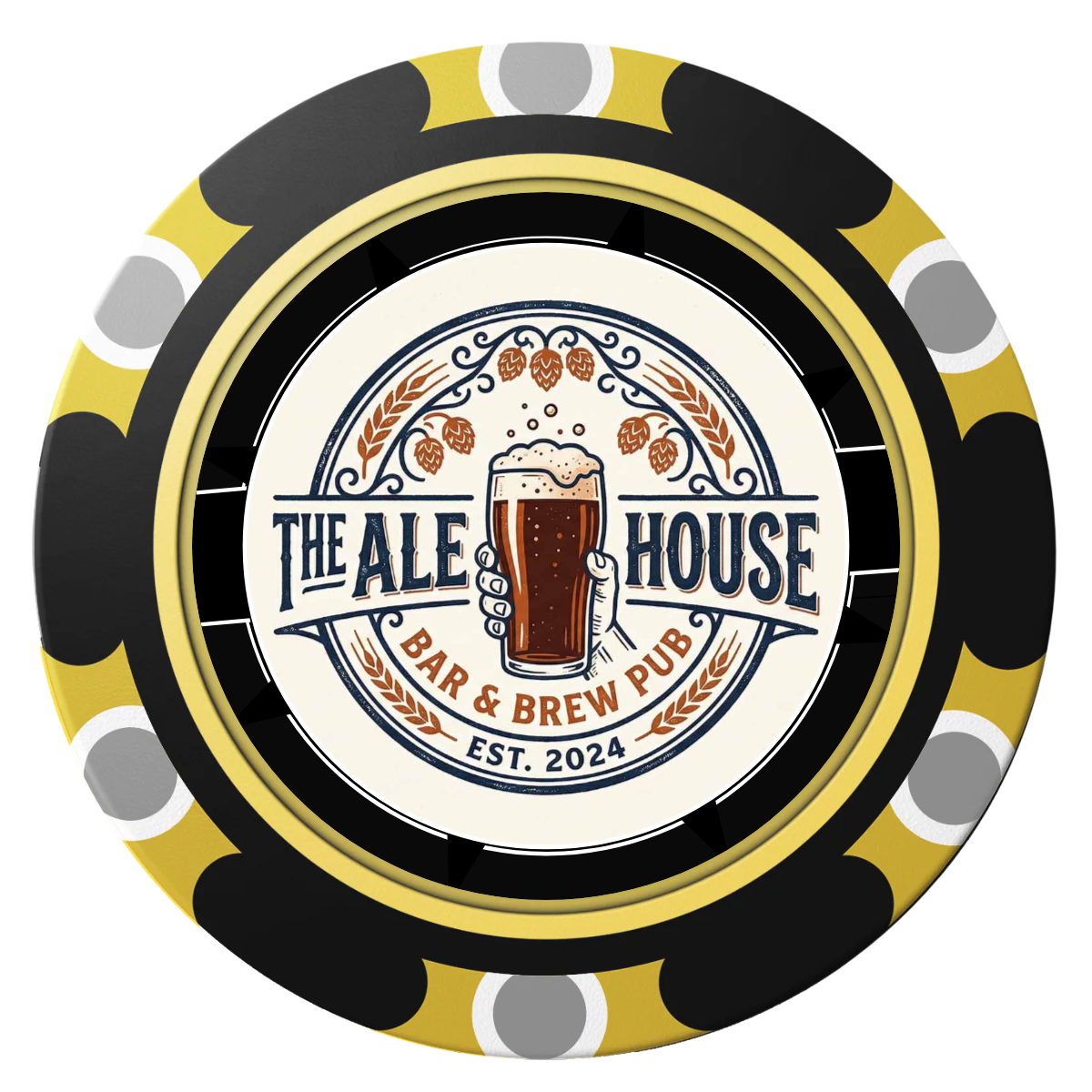 Free Beer Drink Clay Poker Chips - Black / Monte Carlo / 40mm - Back