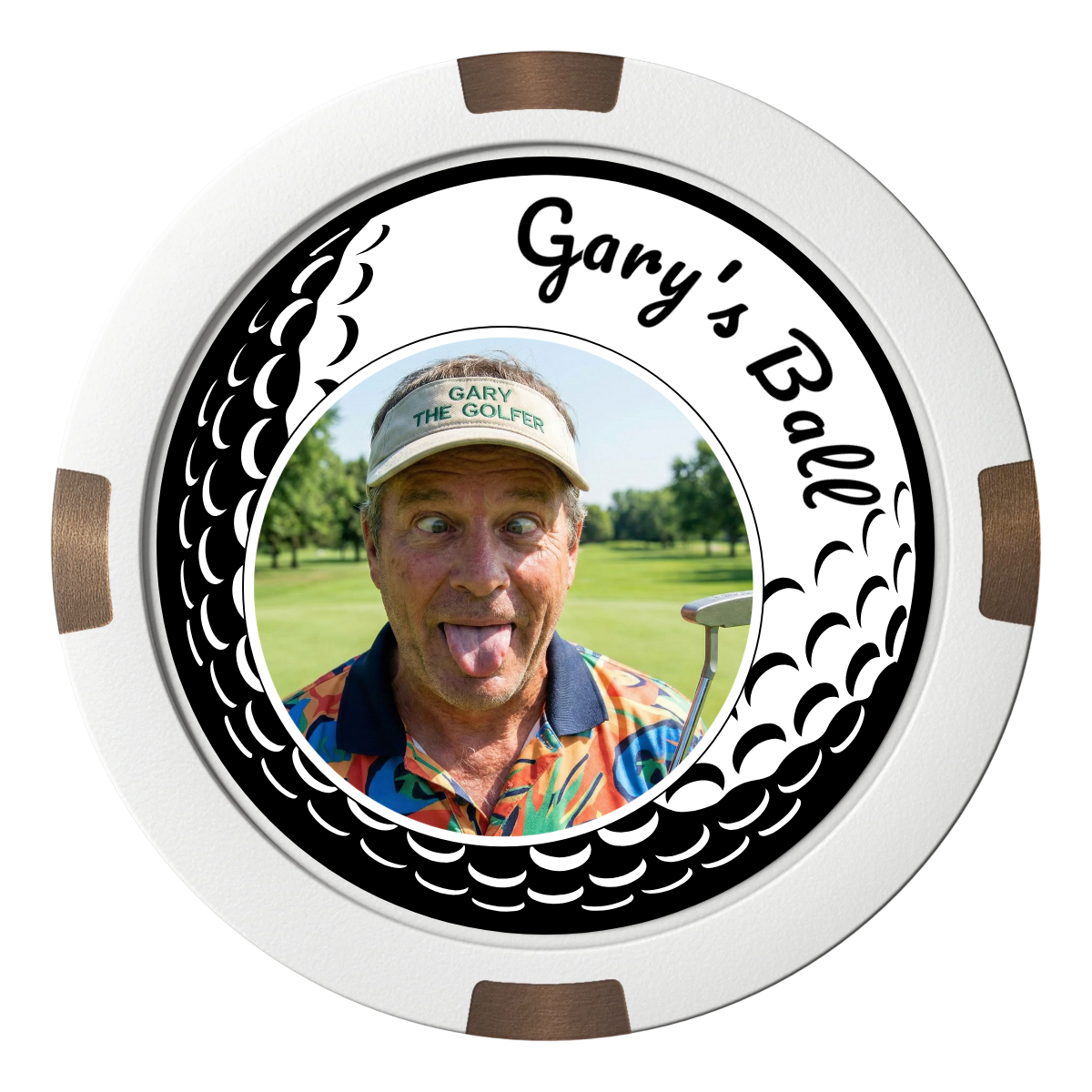 Gary's Ball Composite & Metal Hybrid Poker Chips - White - Front