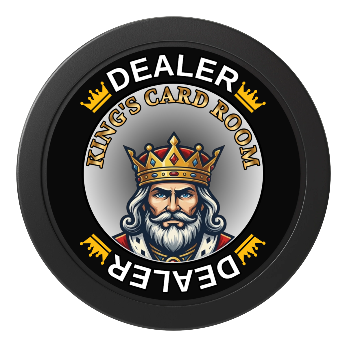 Kings 2" Composite Dealer Button - Black - Back