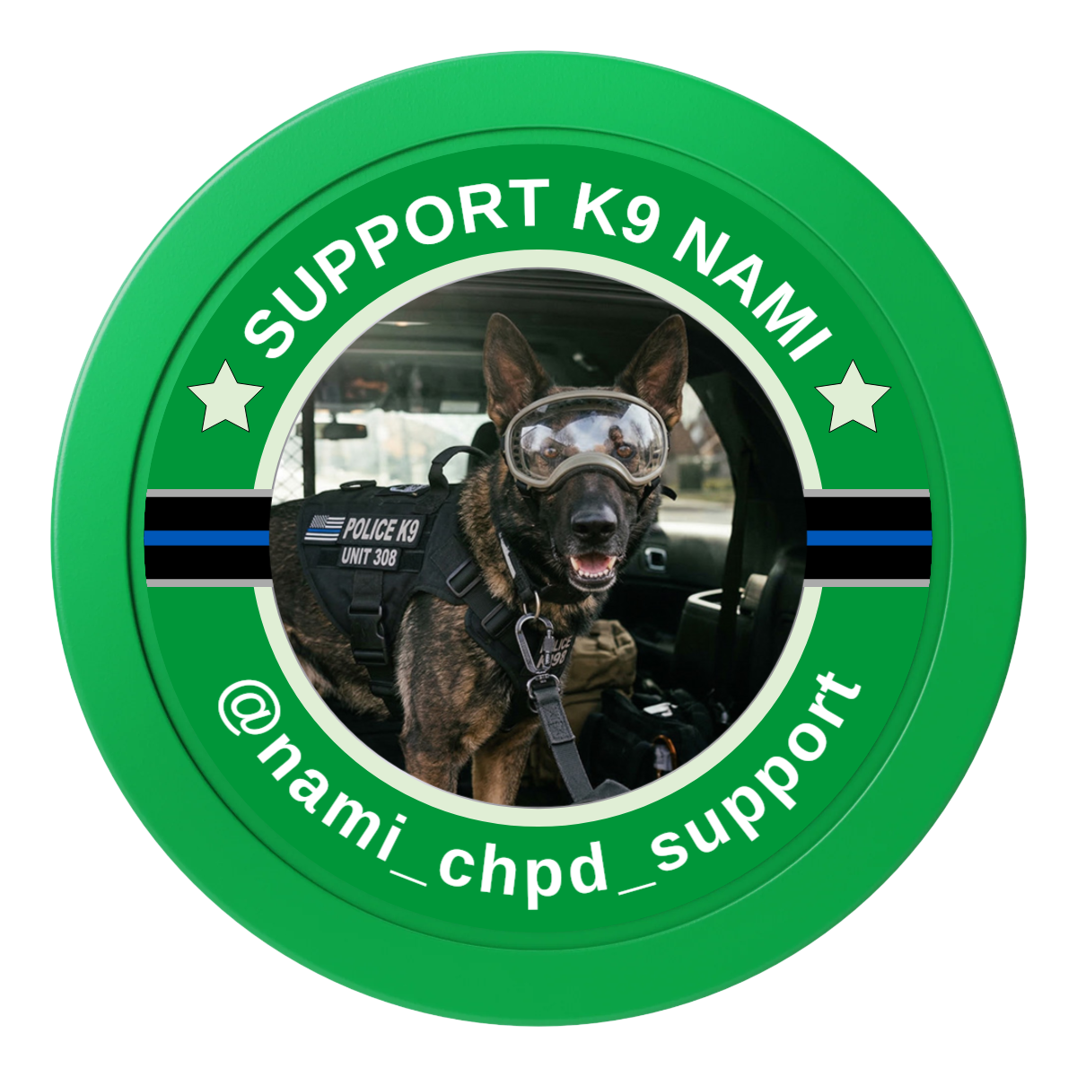 Police Department K9 #02 2" Oversized Poker Chips - Green - Front