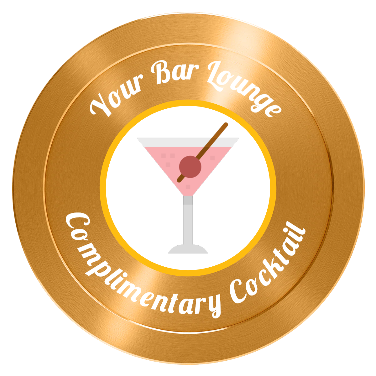 Fancy Drink Aluminum Poker Chips - Gold - Front