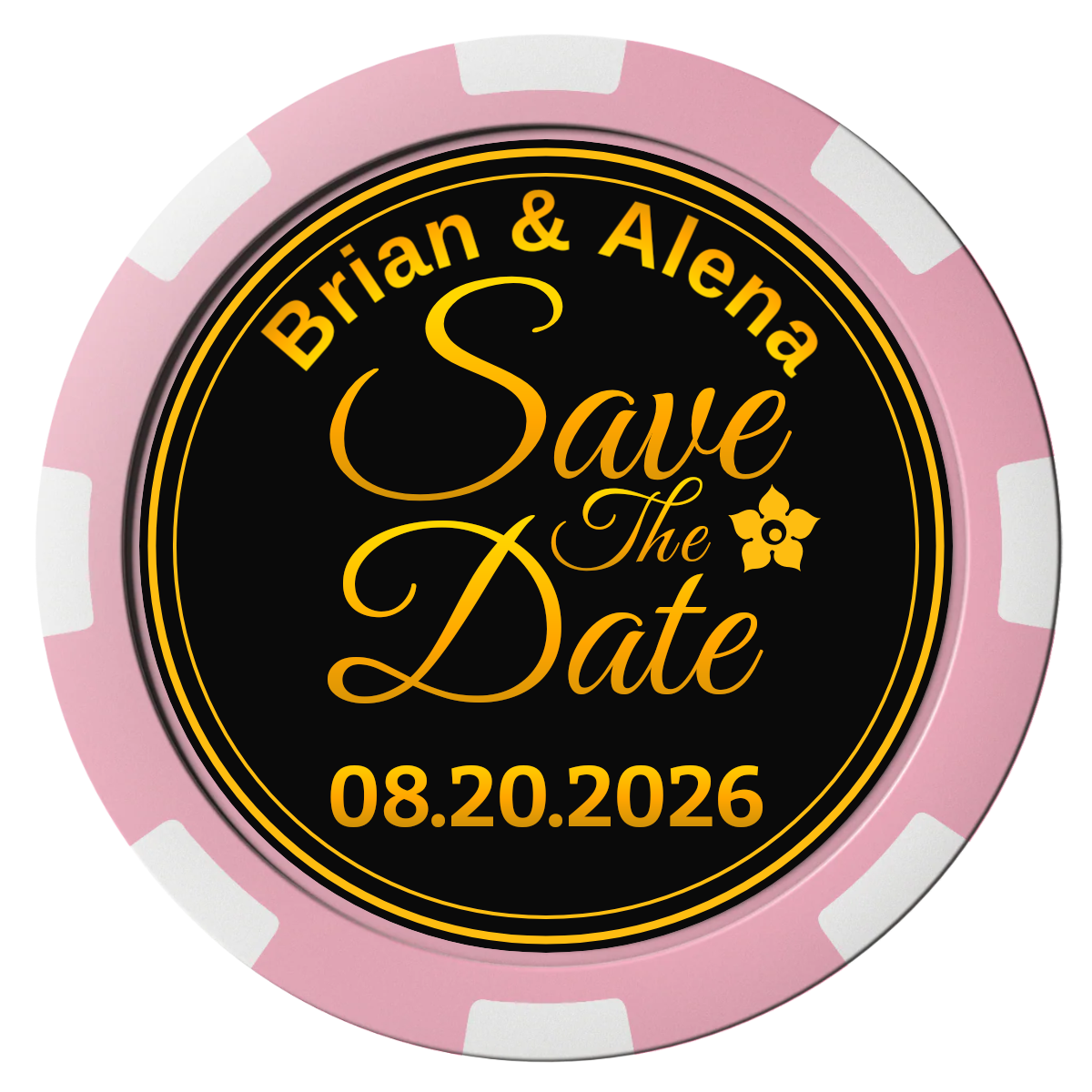 Save the Date Text Composite Poker Chips - Pink / 8 Spot - Front