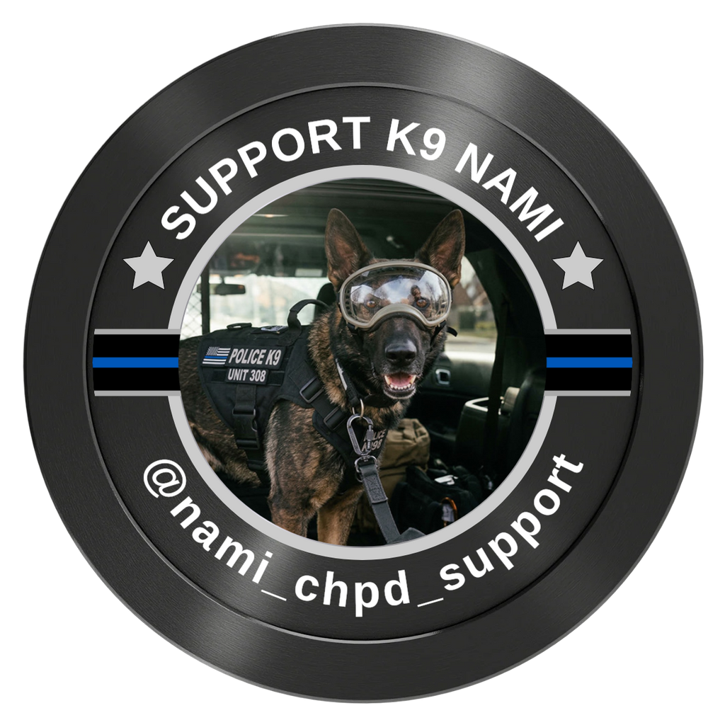 Police Department K9 #02 Aluminum Poker Chips - Black - Front