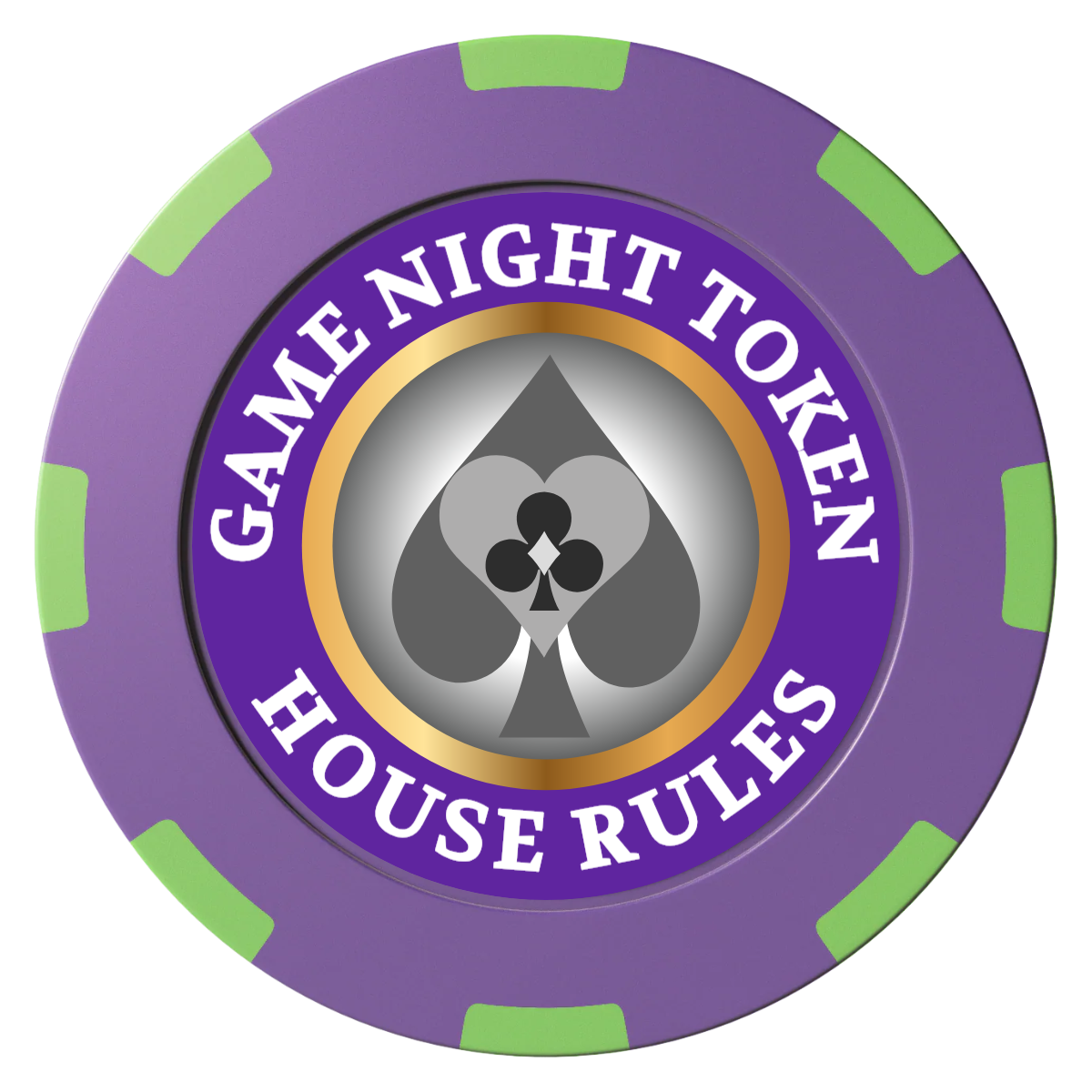 Stacked Suits Clay Poker Chips - Purple / 8 Spot (2 Tone) / 40mm - Front